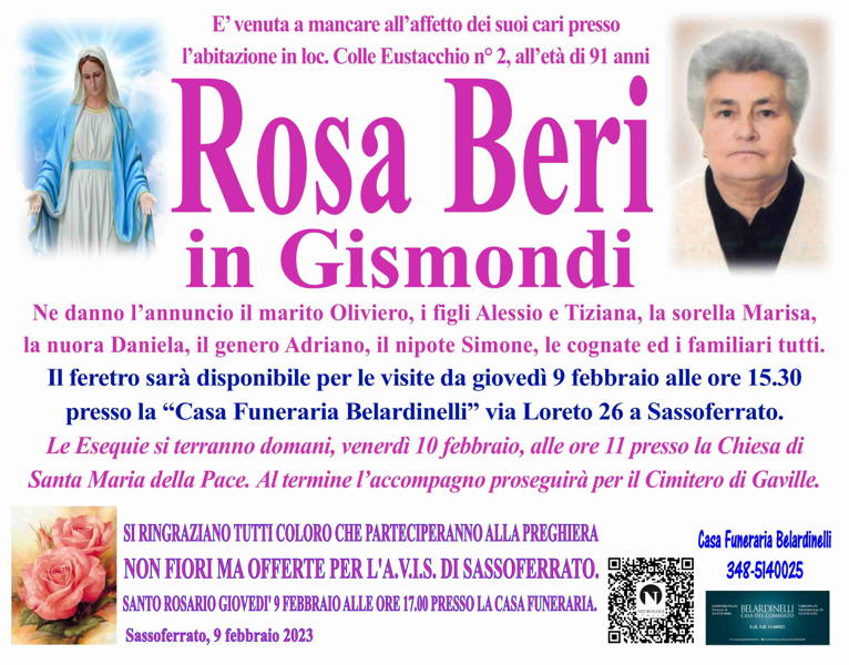 Funerali E Annunci Funebri A Sassoferrato Rosa Beri Funer