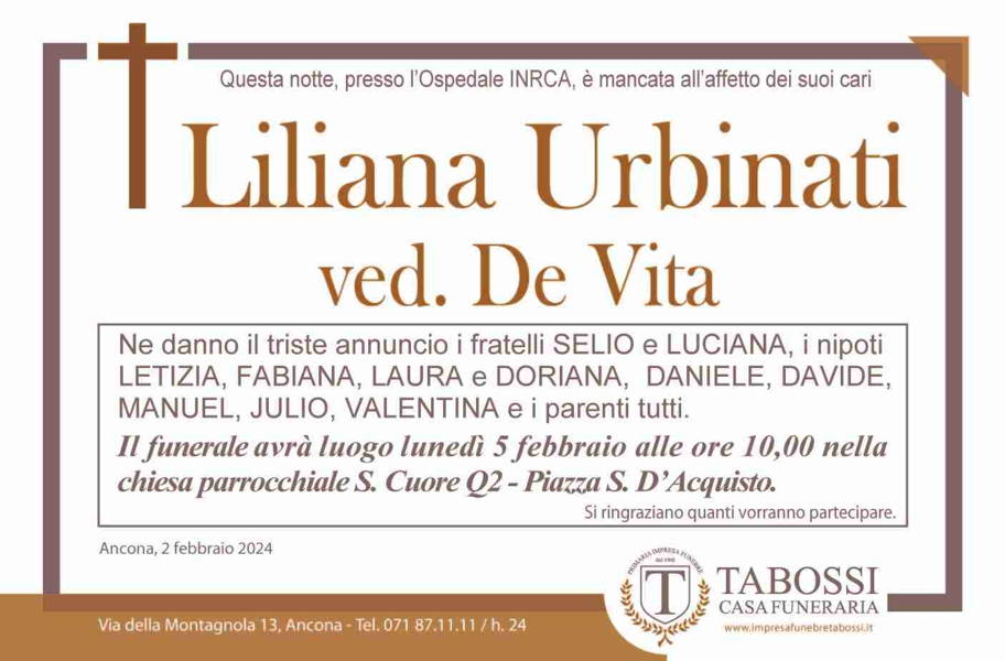 Funerali E Annunci Funebri A Ancona Liliana Urbinati Funer