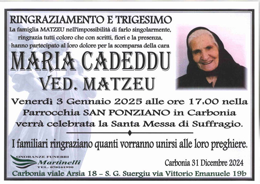 Funerali E Annunci Funebri A Carbonia Maria Cadeddu Funer