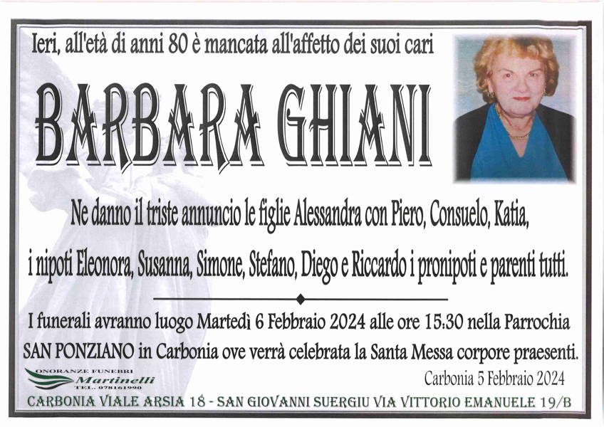 Funerali E Annunci Funebri A Carbonia Barbara Ghiani Funer24