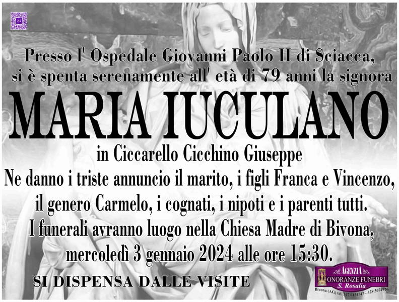 Funerali E Annunci Funebri A Bivona Maria Iuculano Funer24