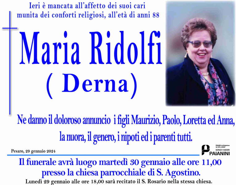 Funerali E Annunci Funebri A Pesaro Maria Ridolfi Funer24