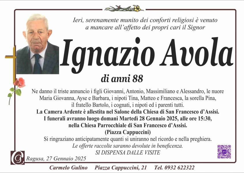 Funerali E Annunci Funebri A Santa Croce Camerina Ignazio Avola Funer