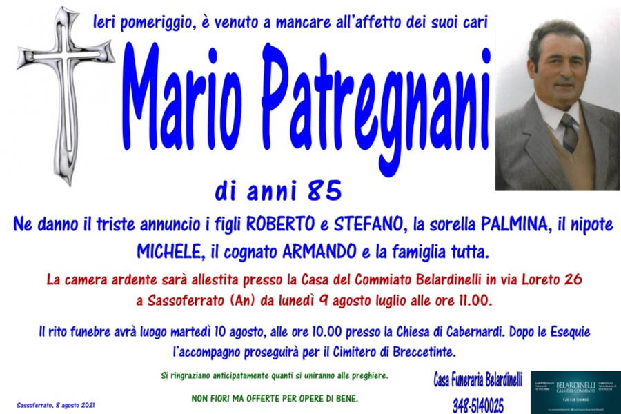 Funerali E Annunci Funebri A Sassoferrato Mario Patregnani Funer