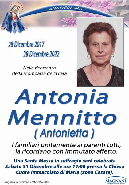 Funerali E Annunci Funebri A Antonia Mennito Funer24