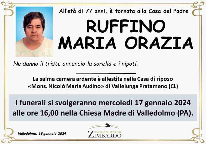 Funerali E Annunci Funebri A Valledolmo Maria Orazia Ruffino Funer