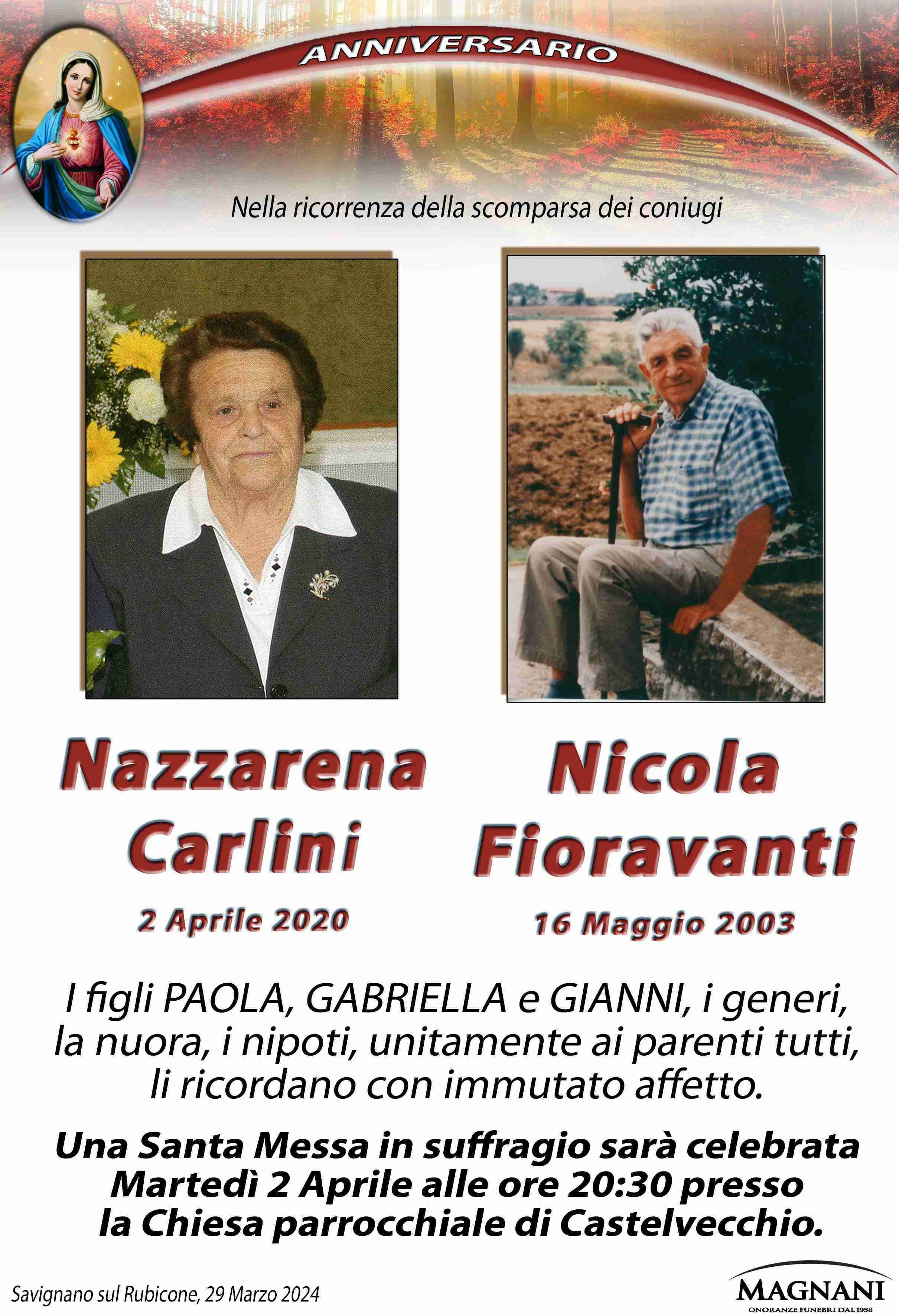 Coniugi Carlini Nazzarena e Fioravanti Nicola