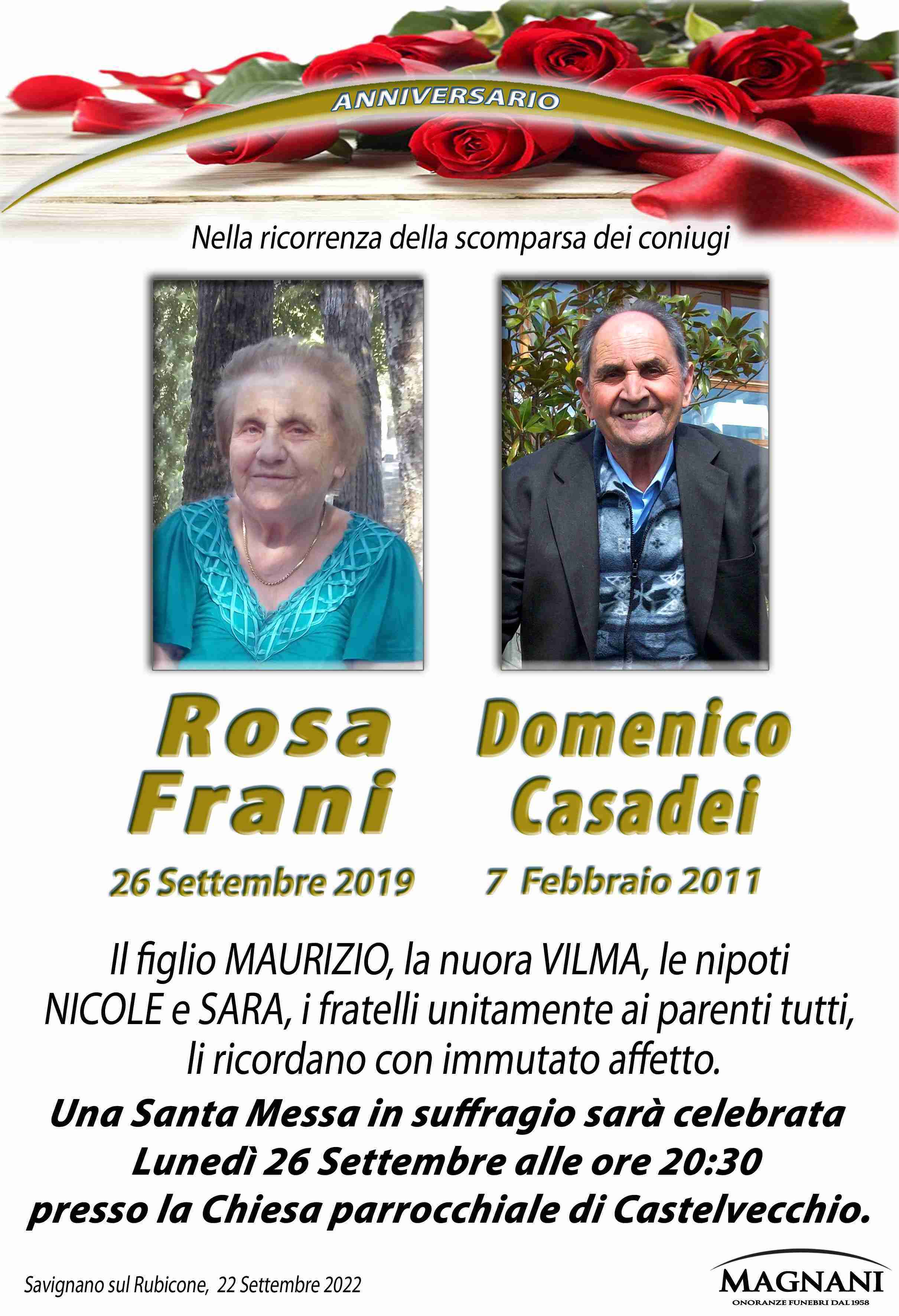 Coniugi Domenico Casadei e Rosa Frani