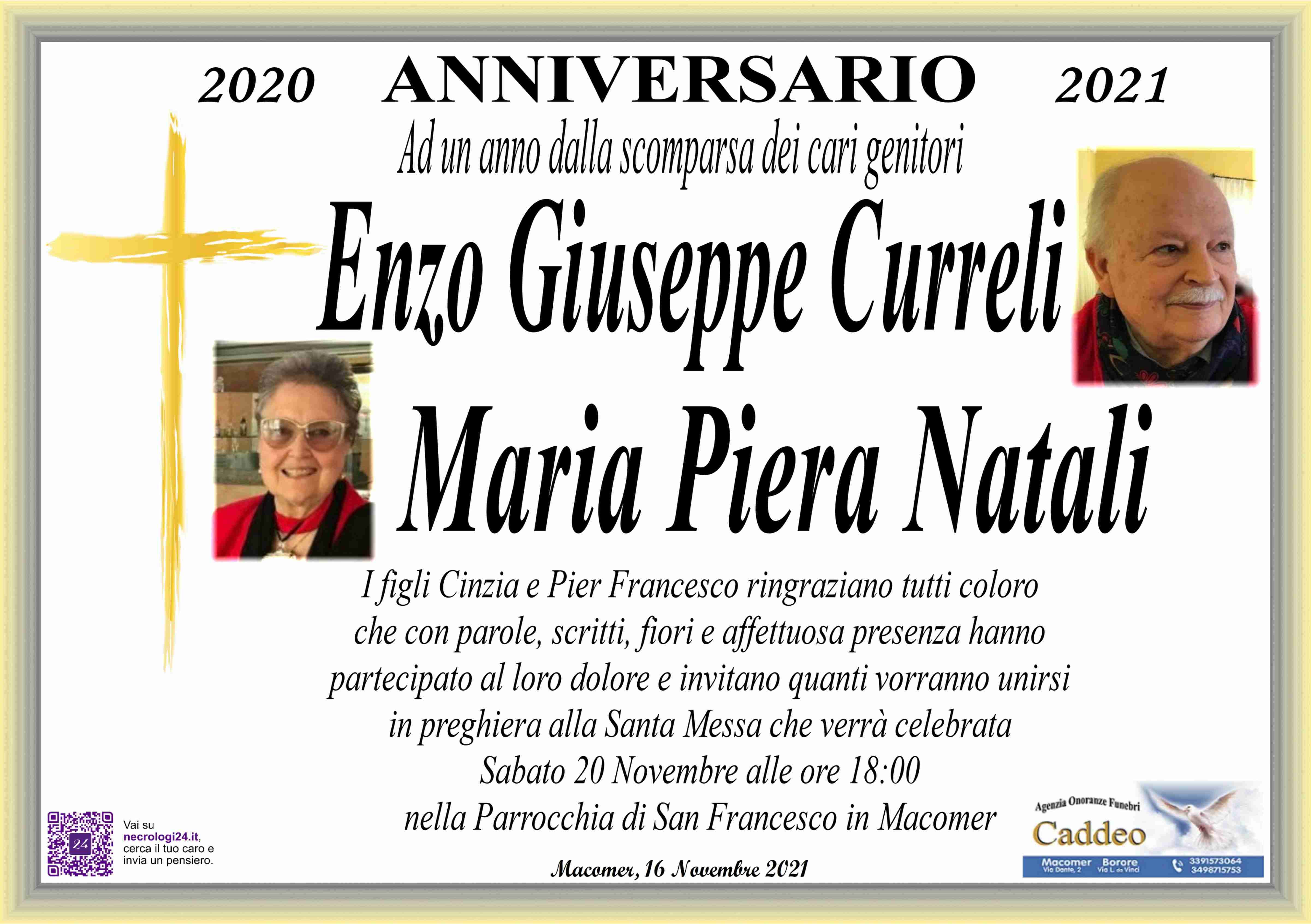 Enzo Giuseppe Curreli e Maria Piera Natali