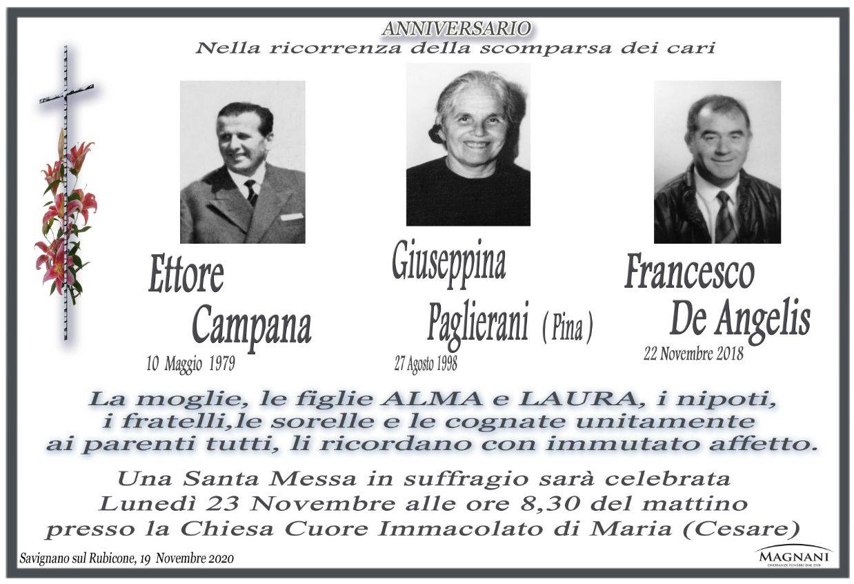 Ettore Campana, Giuseppina Paglierani, Francesco De Angelis
