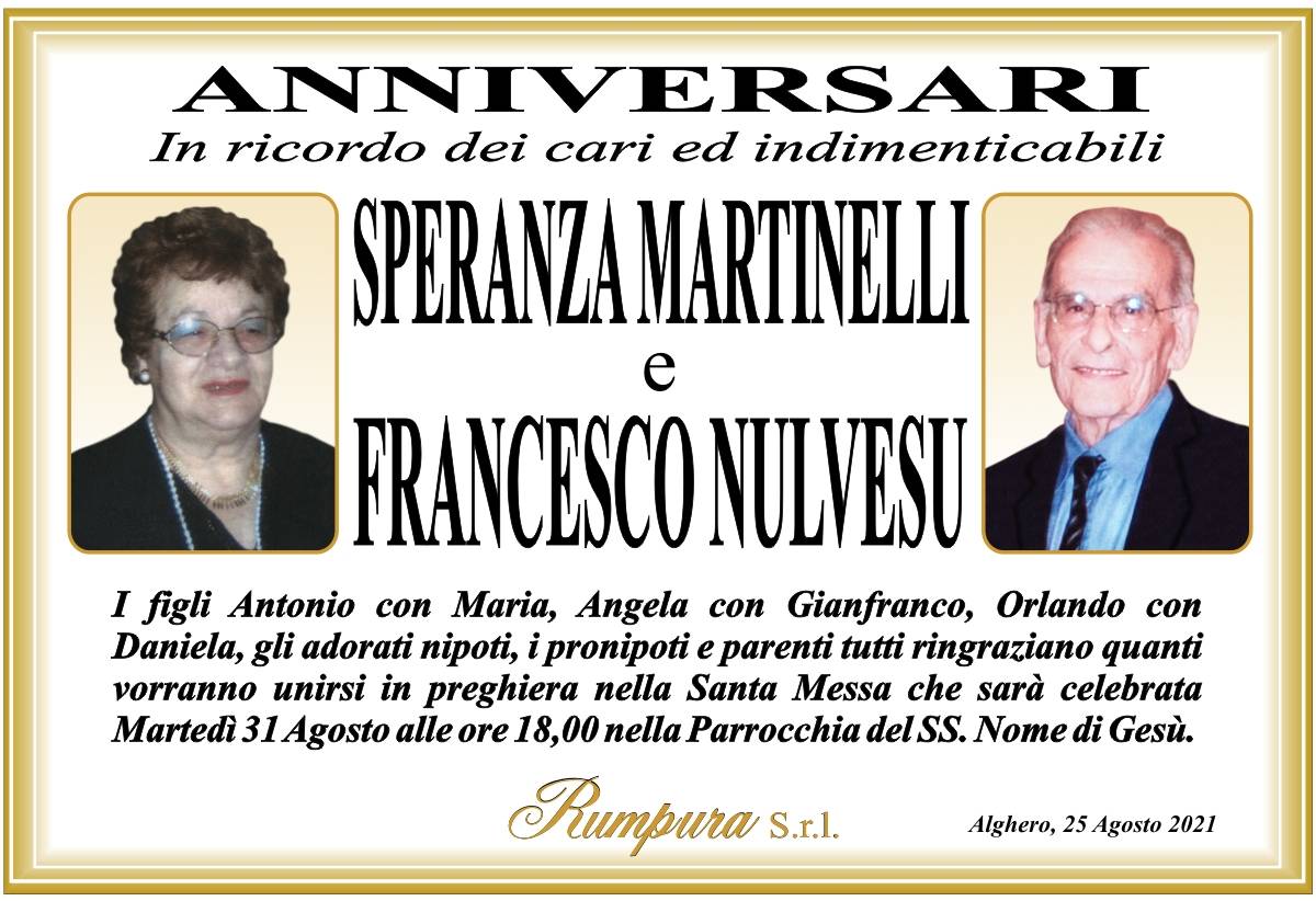 Speranza Martinelli e Framcesco Nulvesu