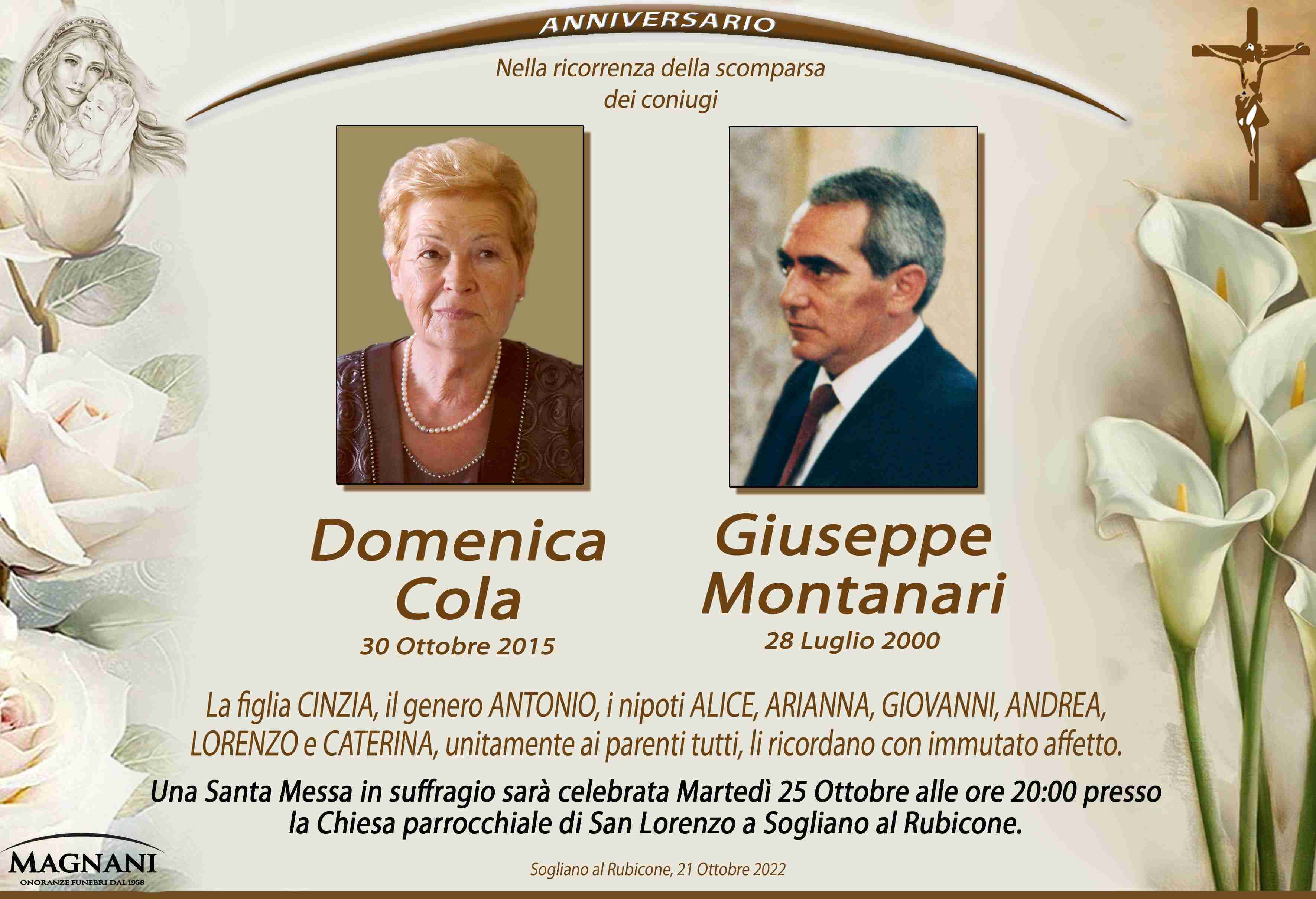 Coniugi Domenica Cola e Giuseppe Montanari