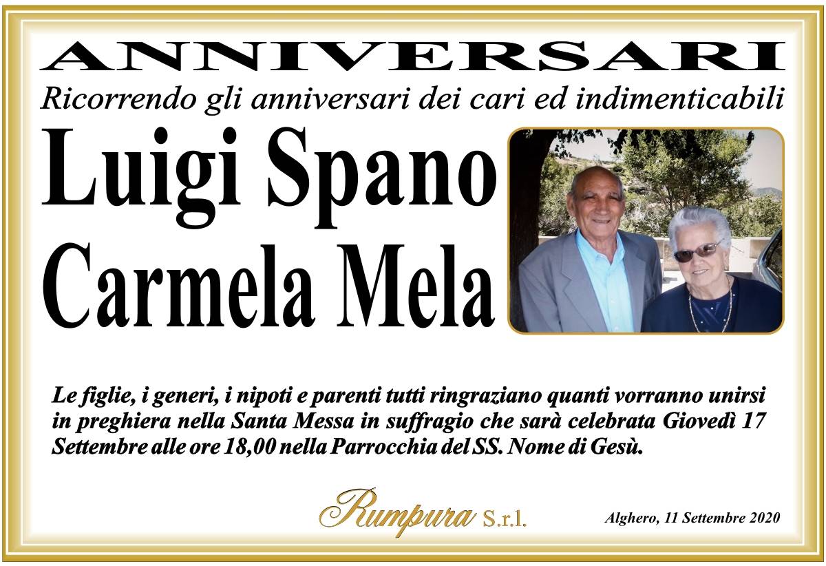 Coniugi Luigi Spano e Carmela Mela
