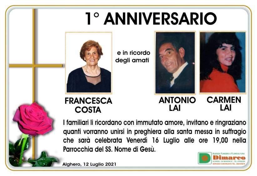 Francesca Costa, Antonio Lai, Carmen Lai