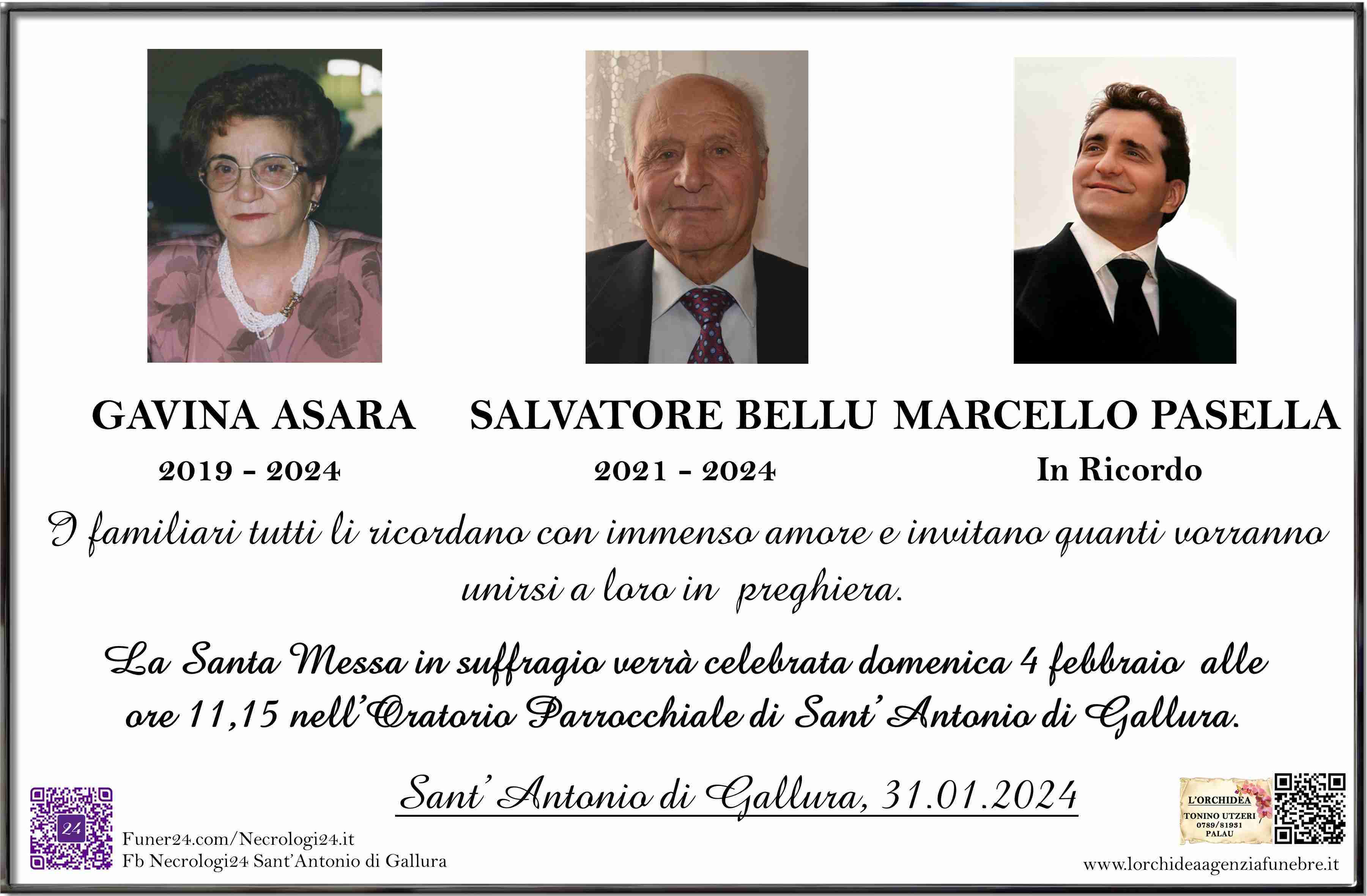 Gavina Asara, Salvatore Bellu, Marcello Pasella