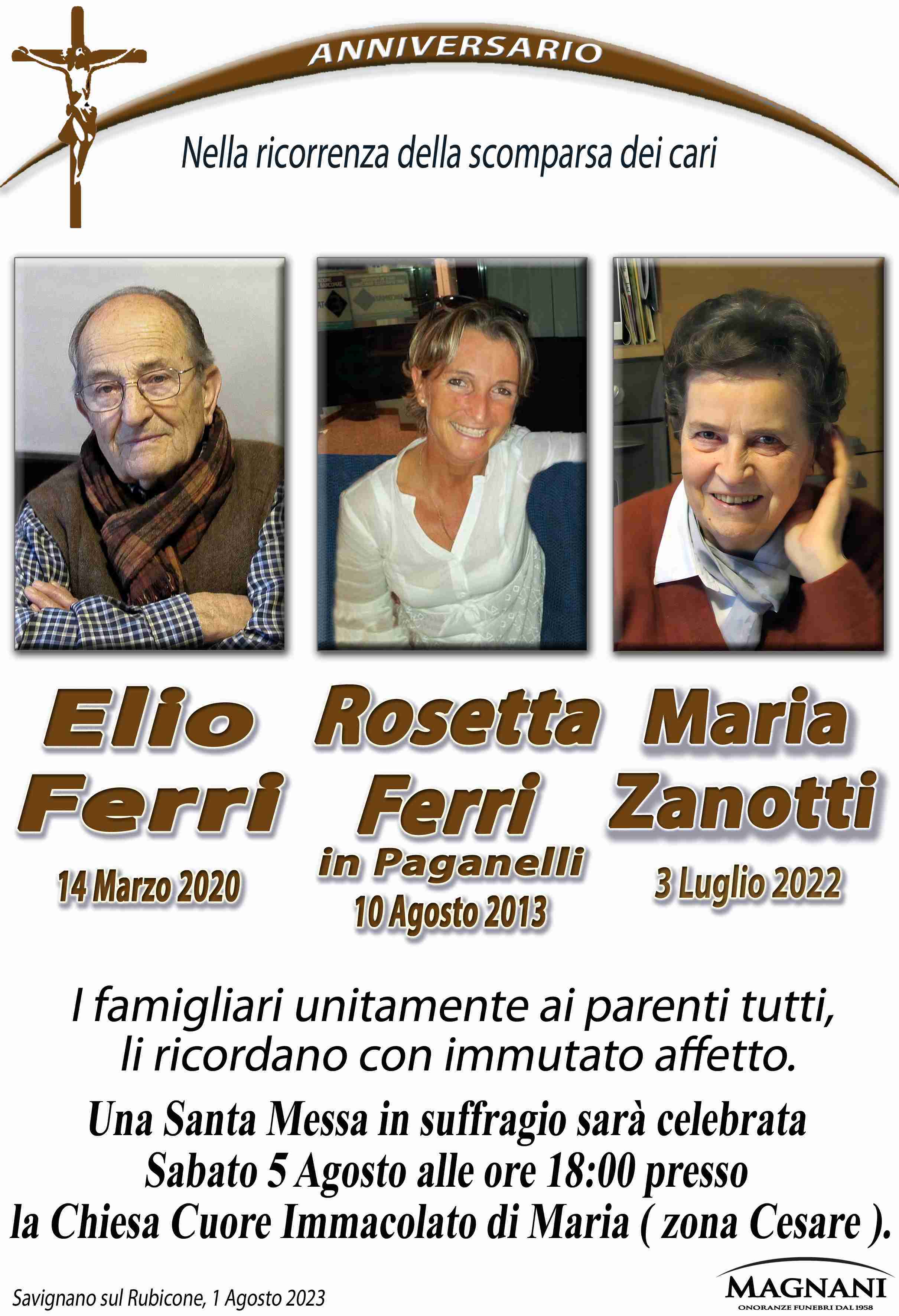 Elio Ferri, Rosetta Ferri e Maria Zanotti