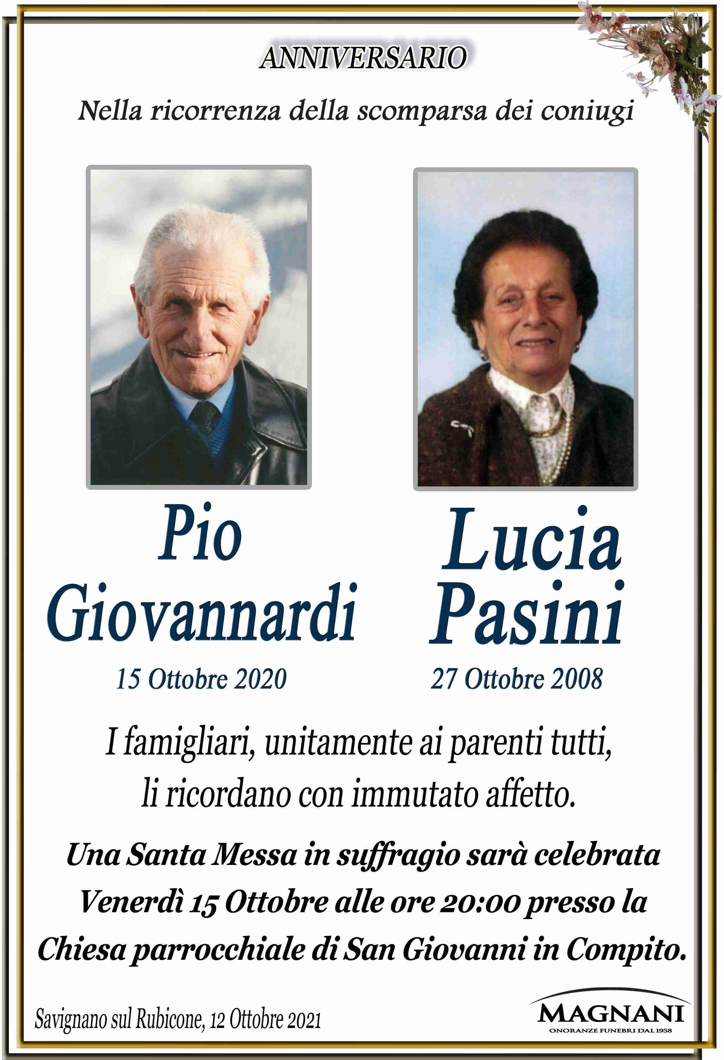 Coniugi Giovannardi Pio e Pasini Lucia