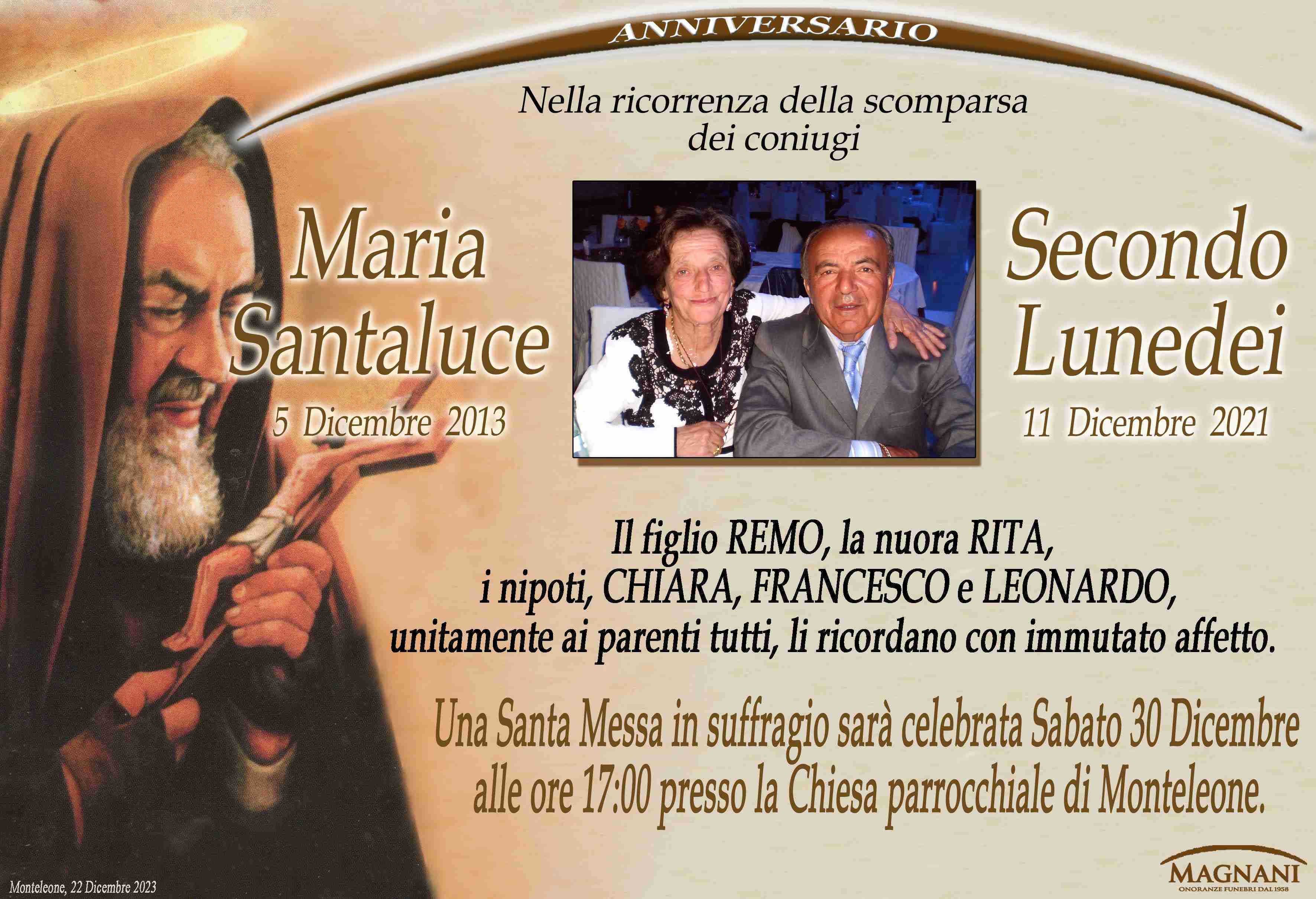 Maria Santaluce e Secondo Lunedei