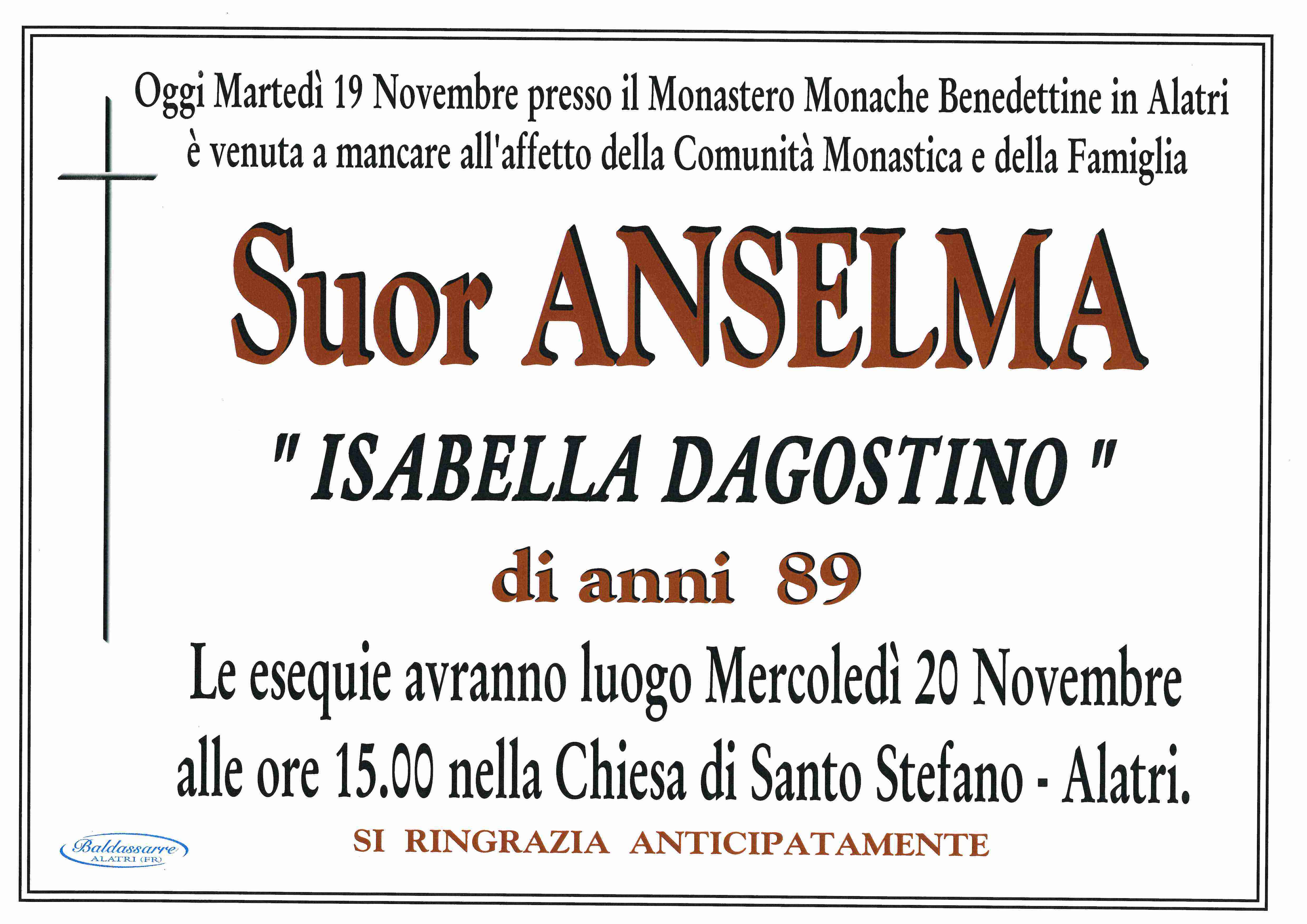 Suor Anselma - ISABELLA DAGOSTINO