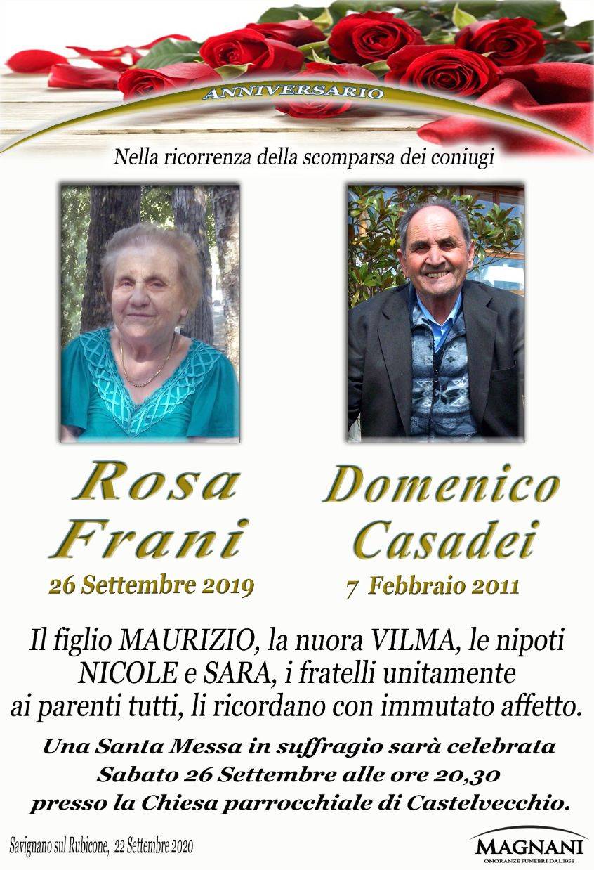 Coniugi Rosa Frani e Domenico Casadei