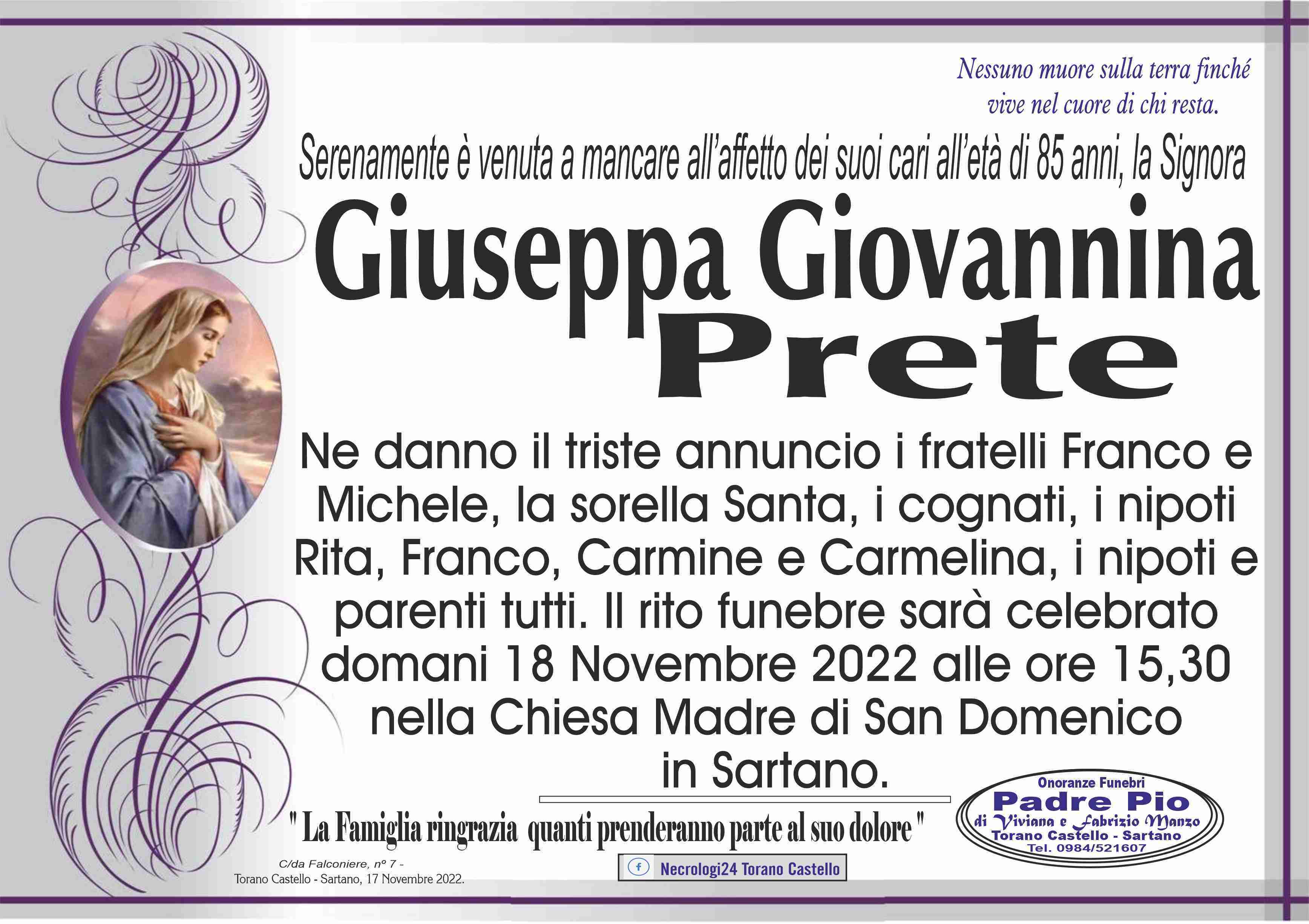 Giuseppa Giovannina Prete