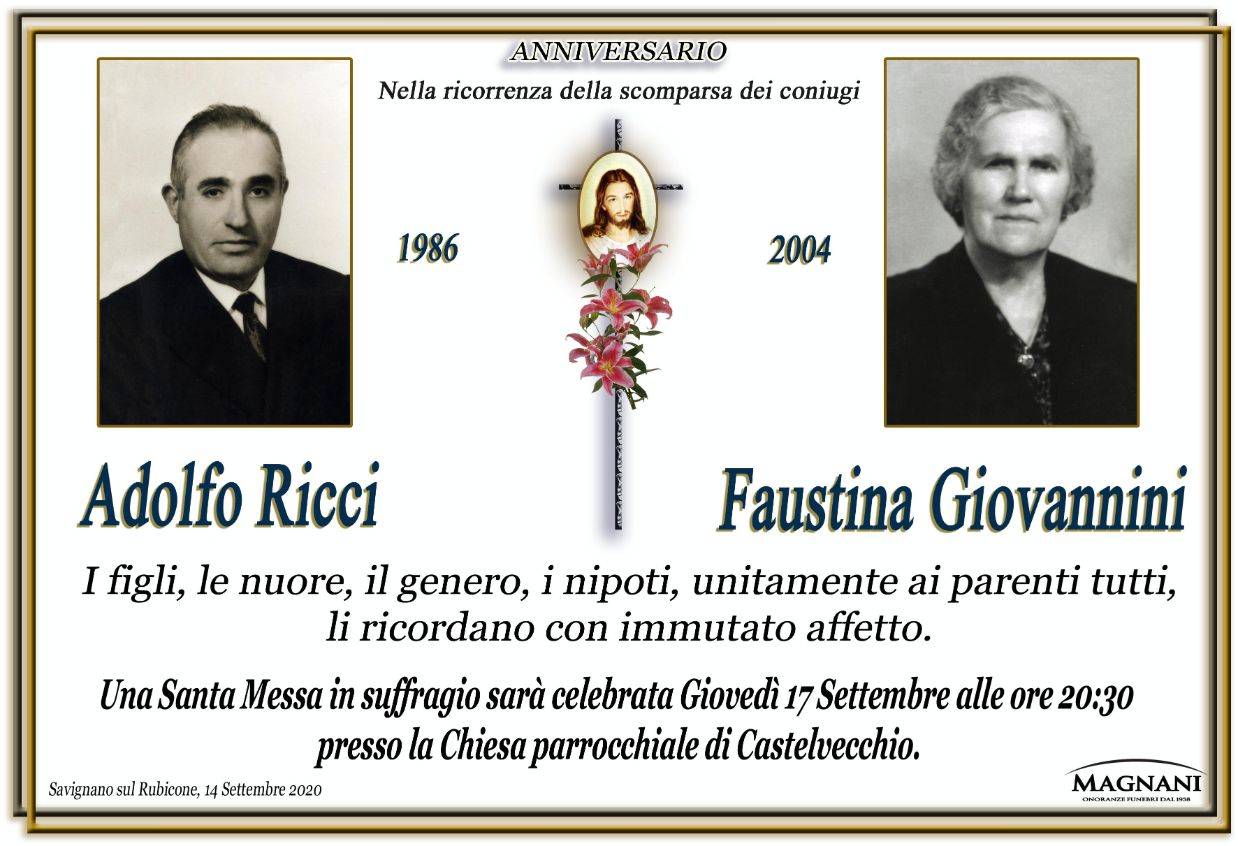 Coniugi Adolfo Ricci e Faustina Giovannini