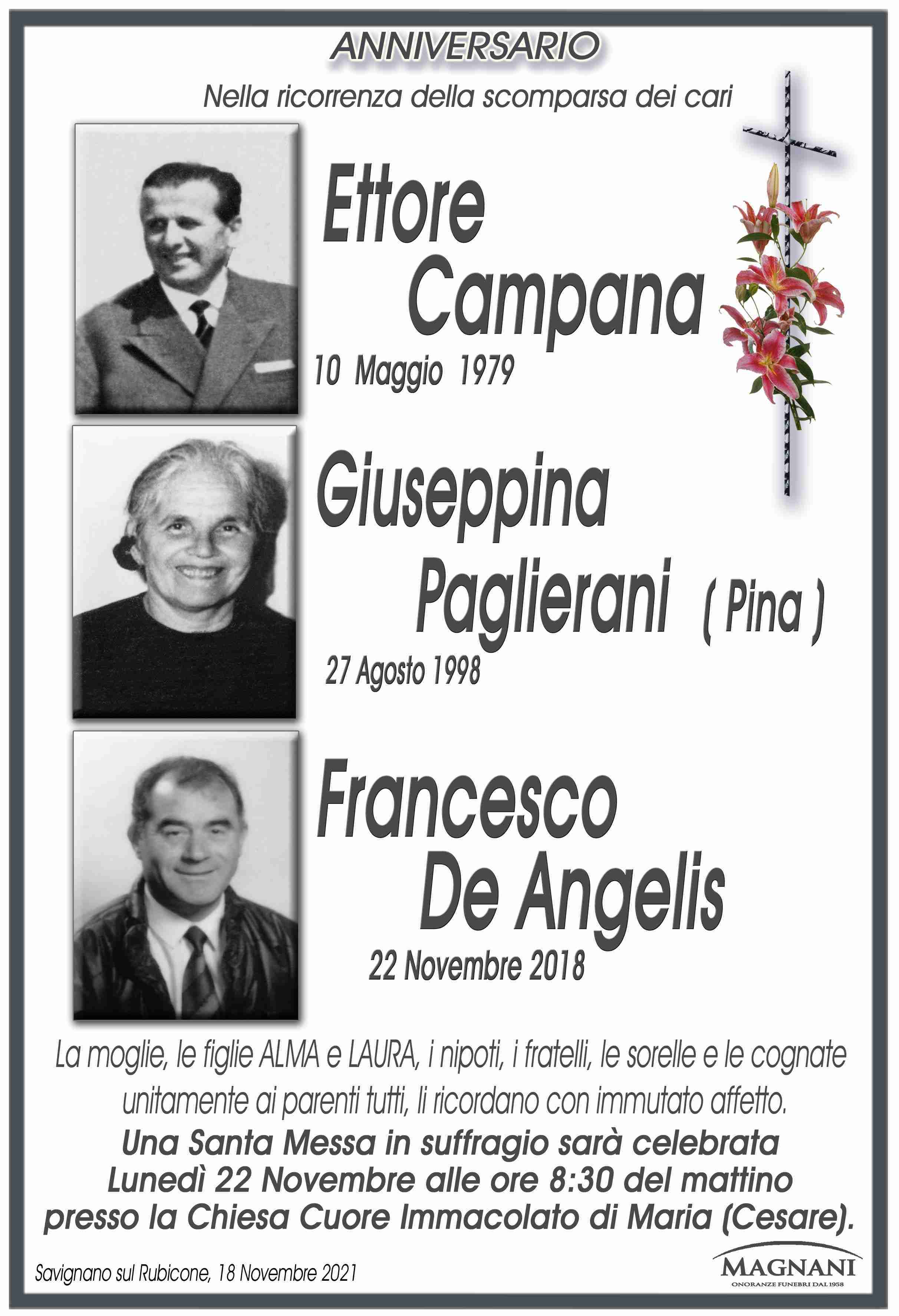 Ettore Campana, Giuseppina Paglierani e Francesco De Angelis