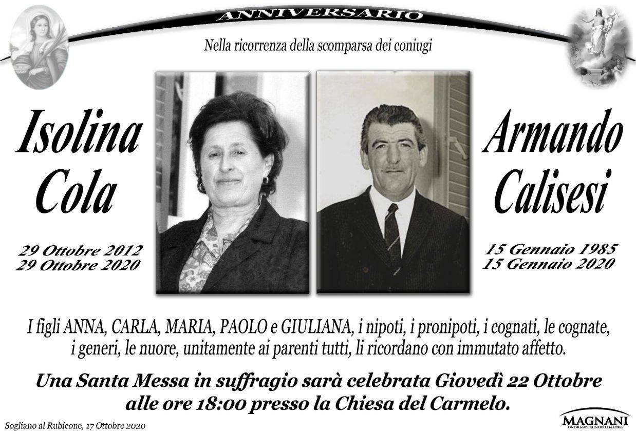 Coniugi Isolina Cola e Armando Calisesi