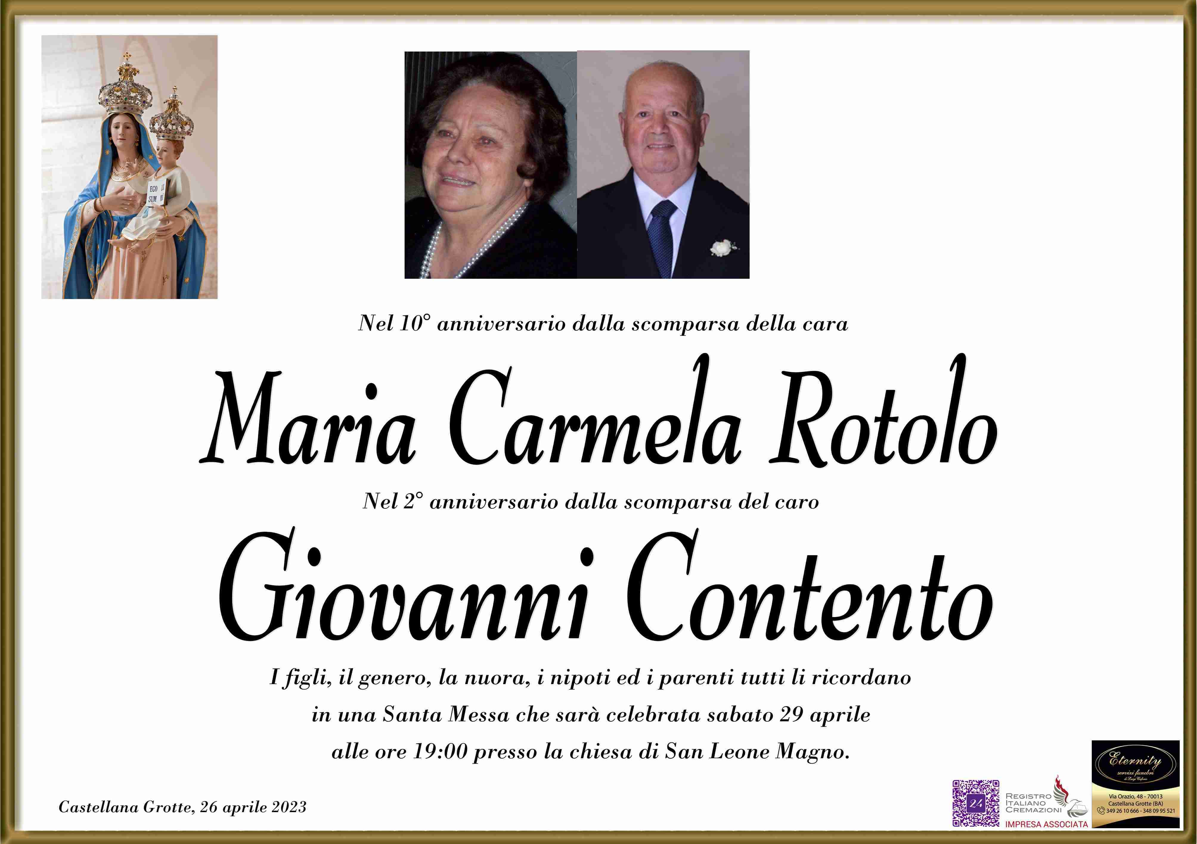 Maria Carmela Rotolo e Giovanni Contento