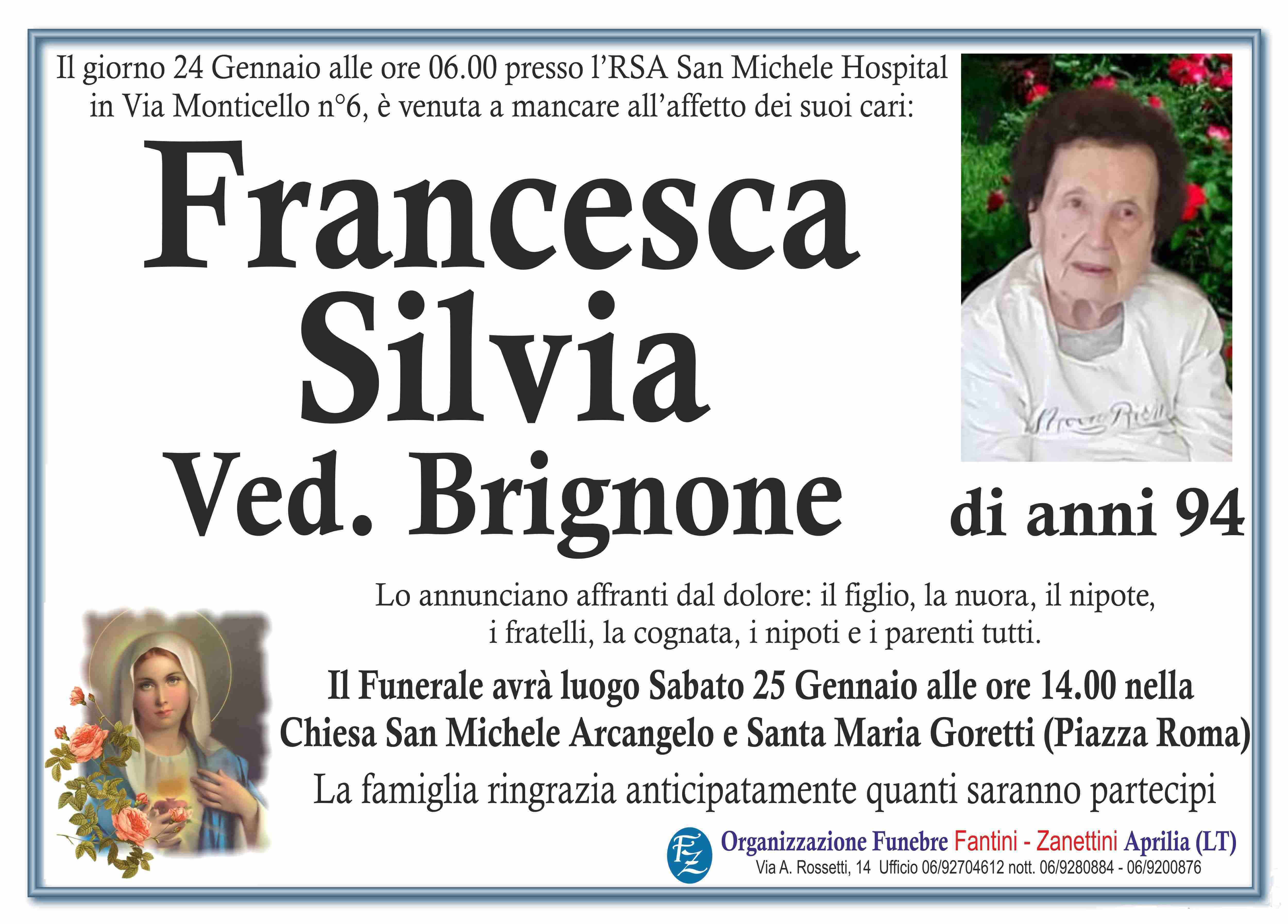 Funerali e annunci funebri a Aprilia Francesca Silvia Funer24