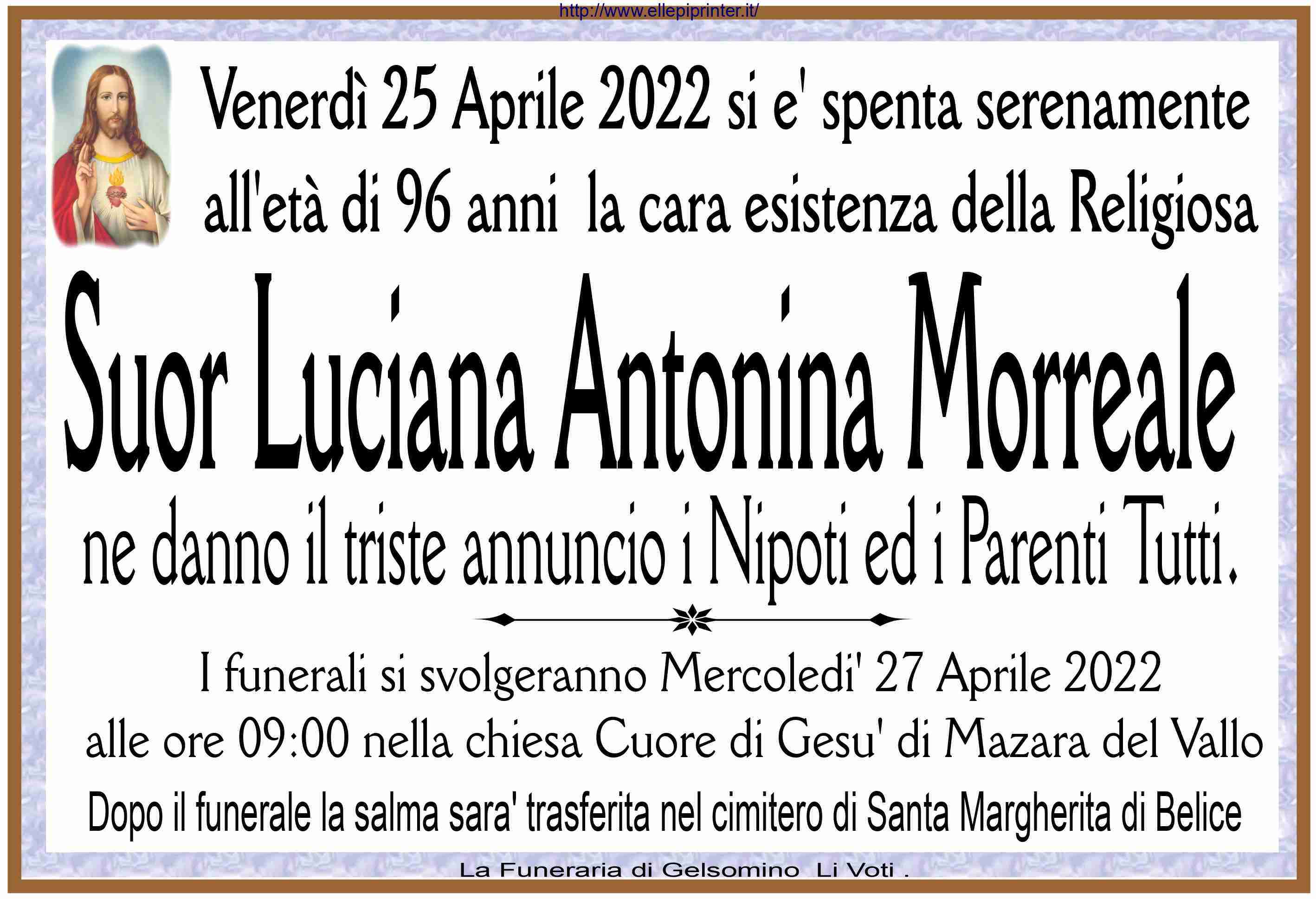 Suor Luciana Antonina Morreale