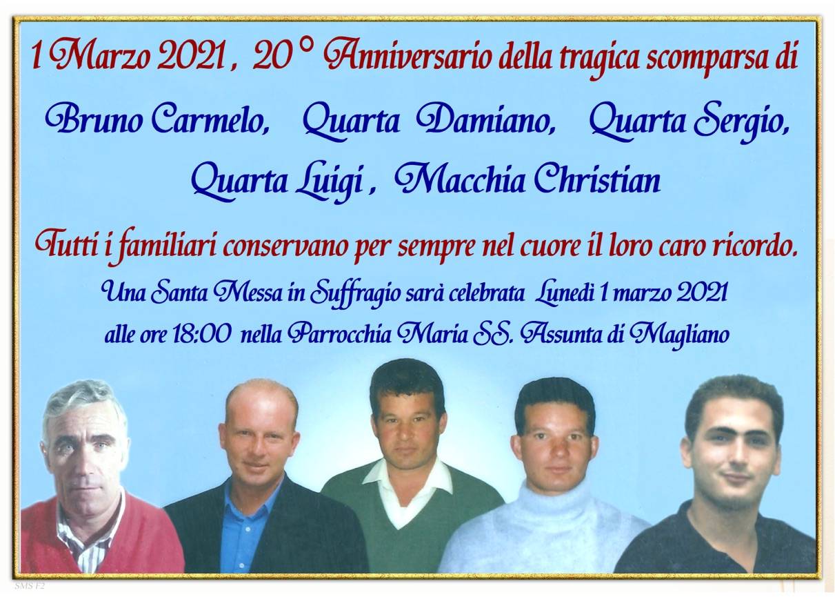 Carmelo Bruno, Damiano Quarta, Sergio Quarta, Luigi Quarta, Christian Macchia