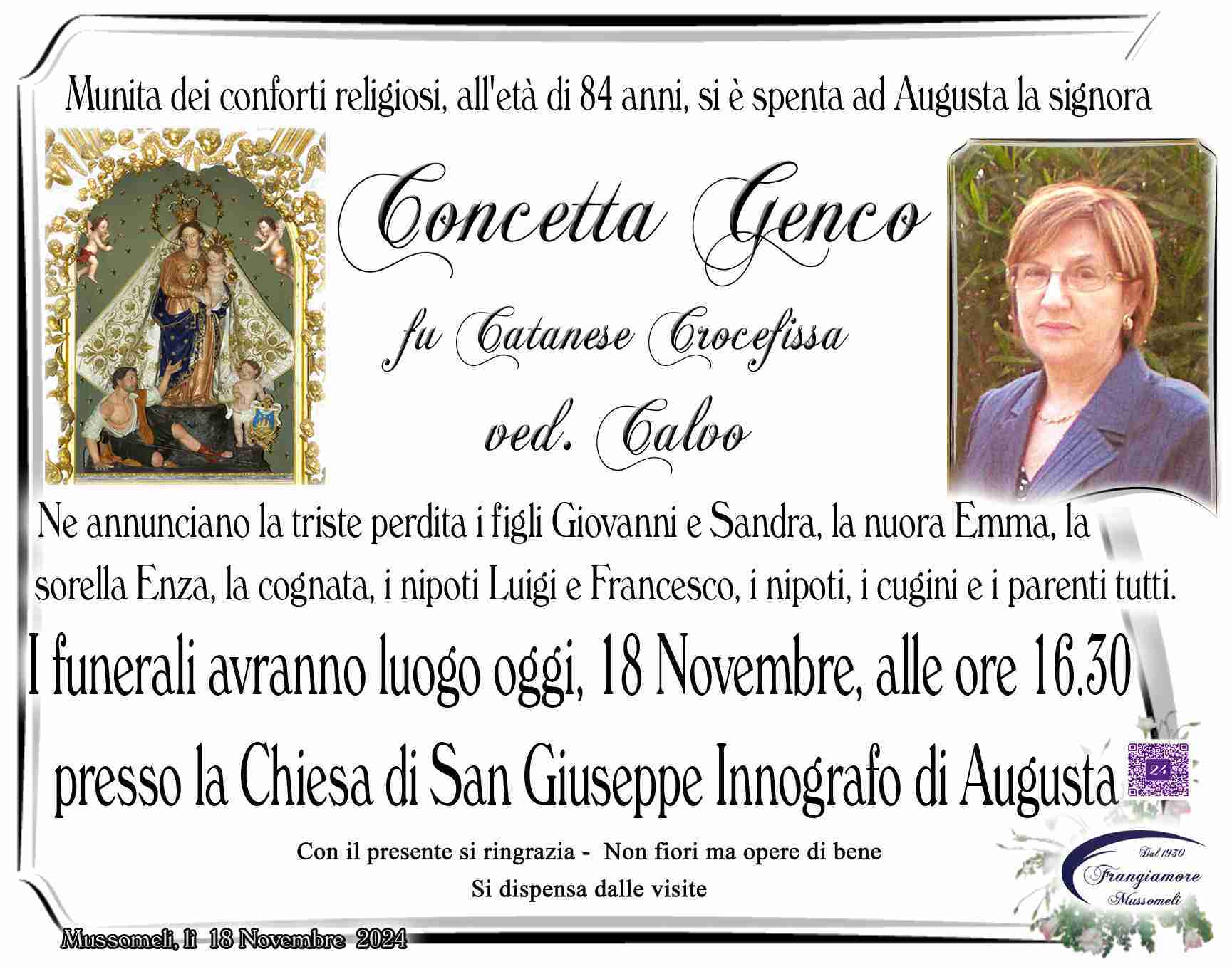 Concetta Genco fu Catanese Crocefissa