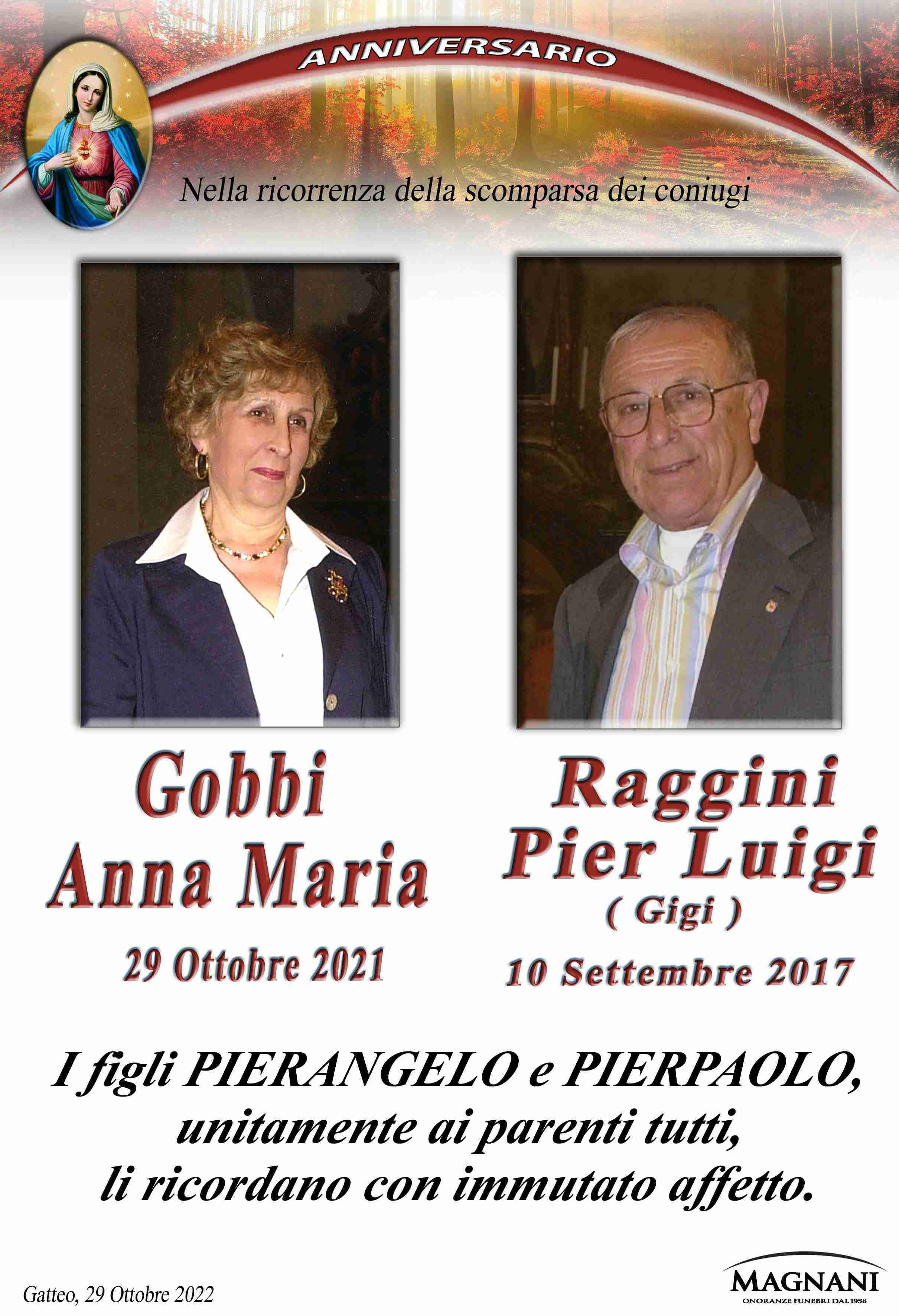 Coniugi Anna Maria Gobbi e Pier Luigi Raggini