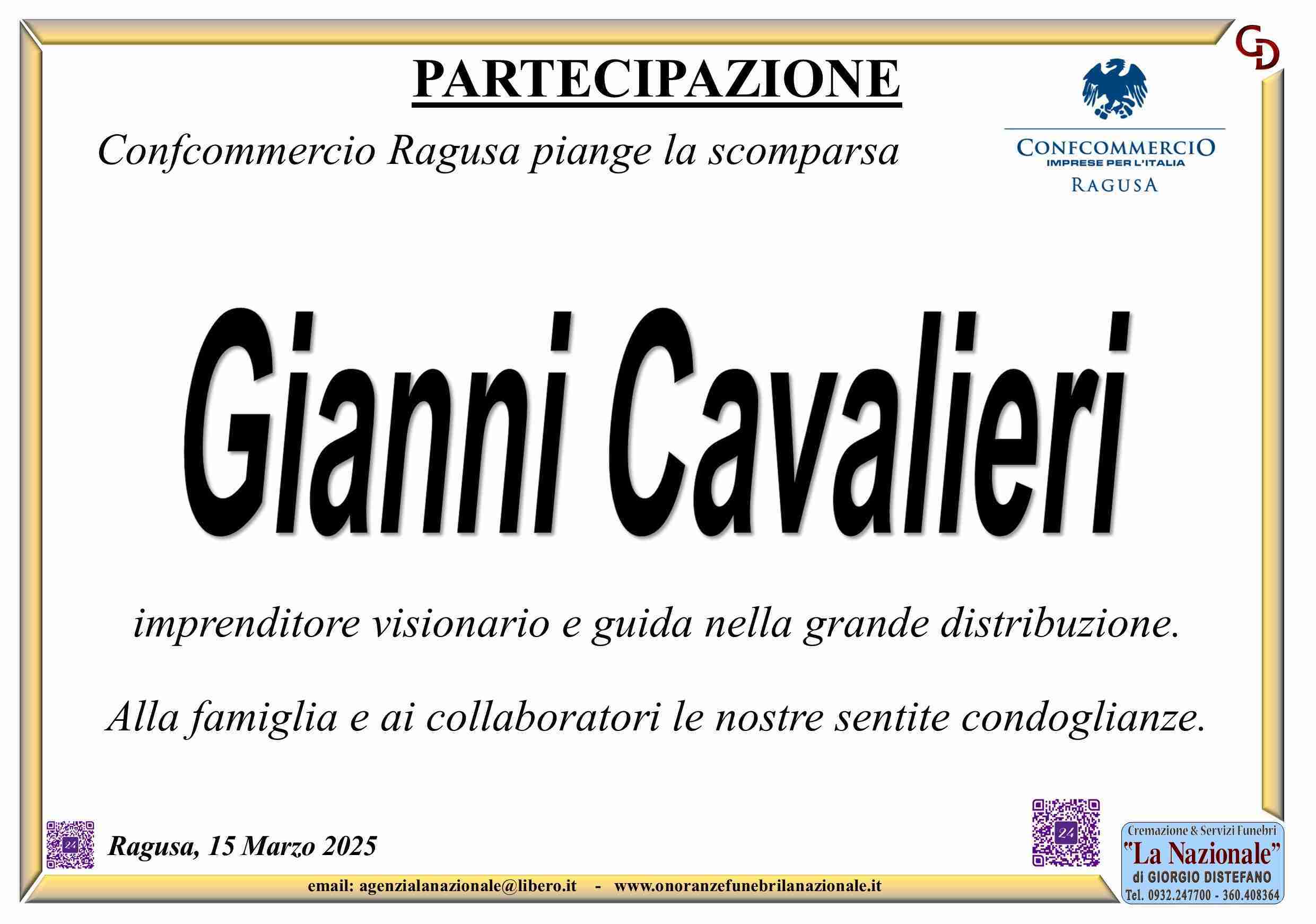 Funerali e annunci funebri a Ragusa | Gianni Cavalieri - Funer24