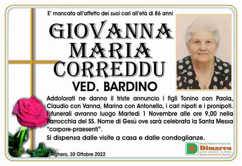 Giovanna Maria Correddu ved. Bardino