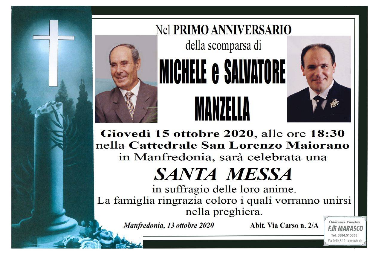 Funerali e annunci funebri a Michele Manzella e Salvatore