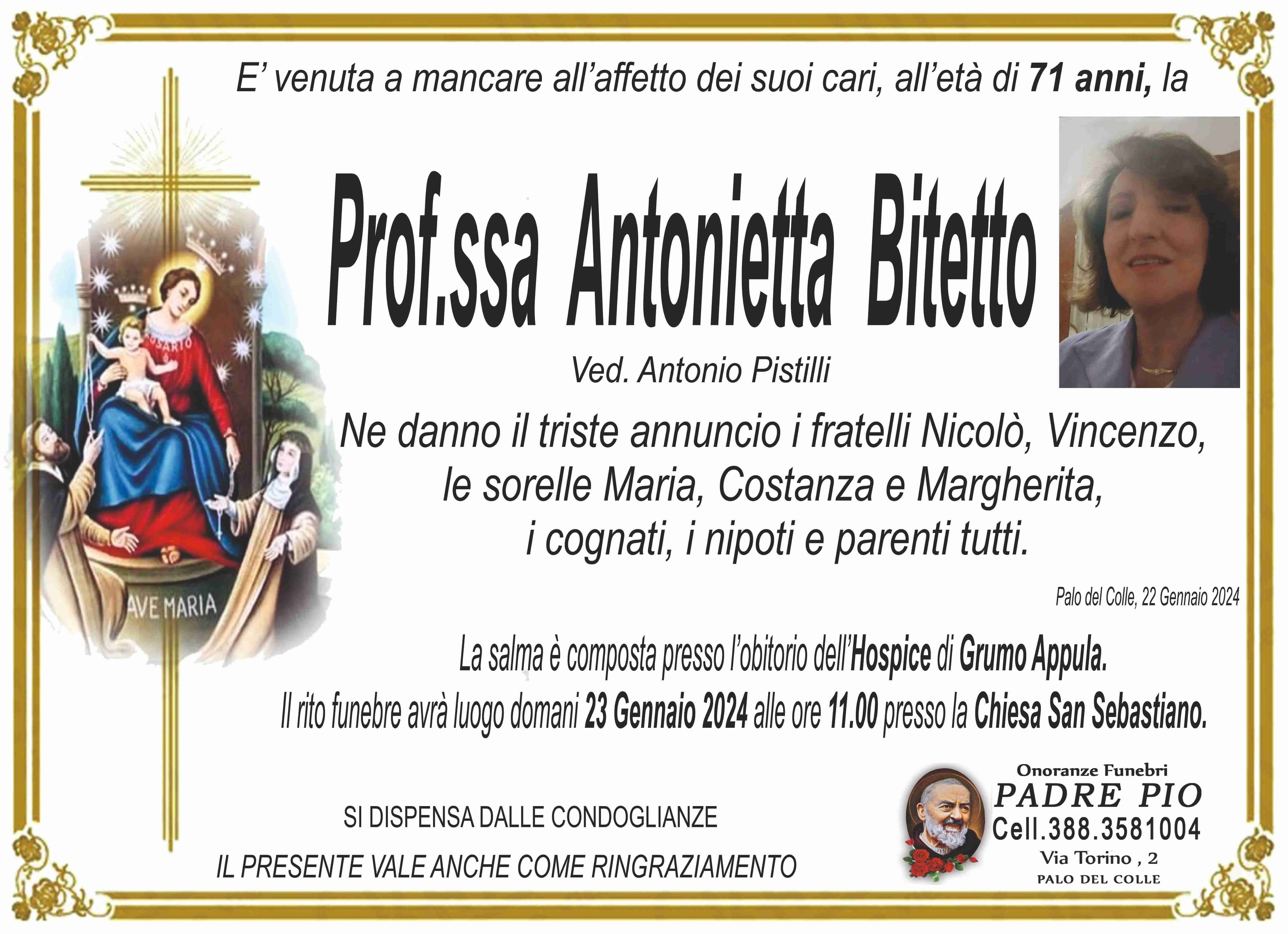 Prof.ssa Antonietta Bitetto