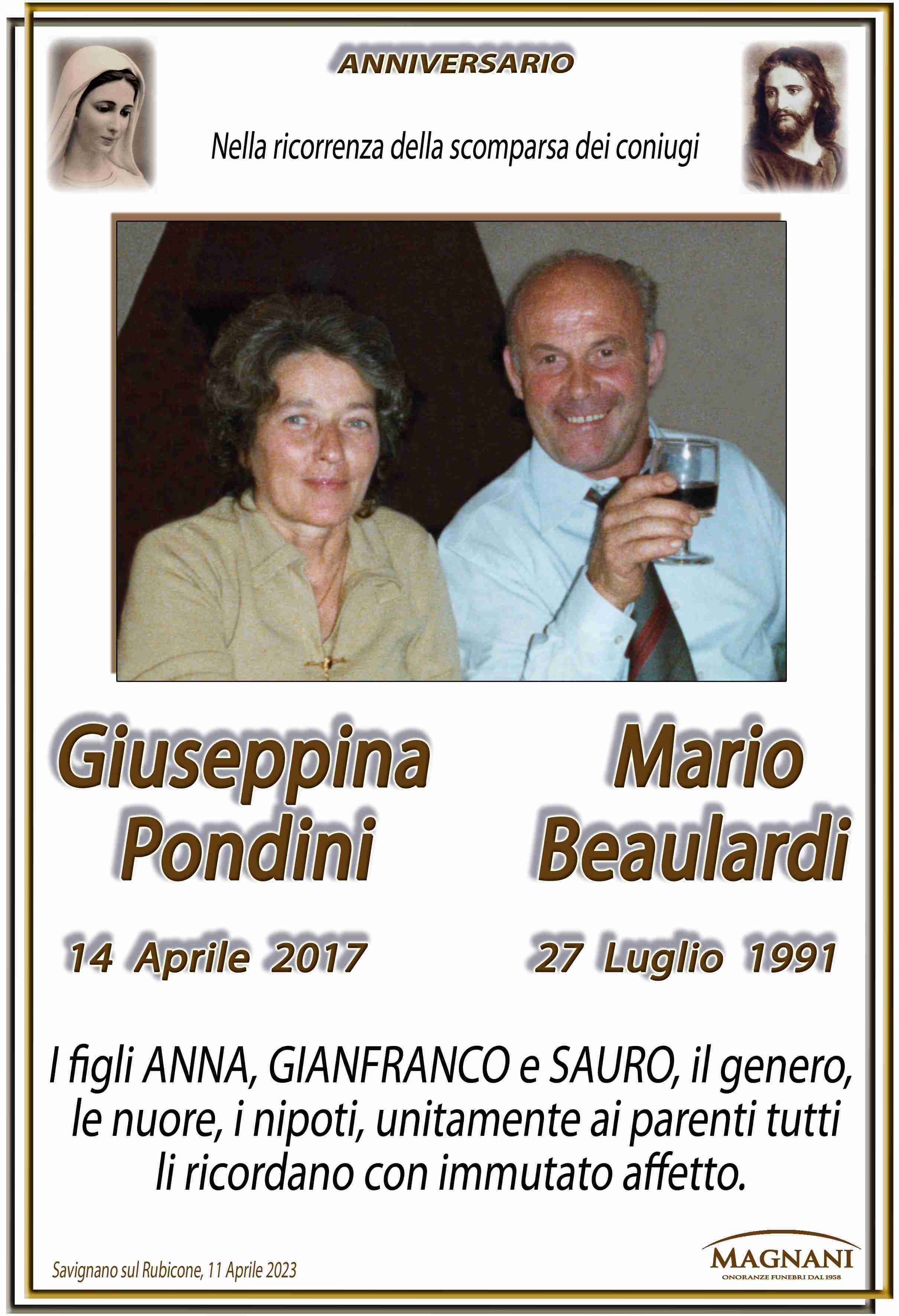Coniugi Pondini Giuseppina e Beaulardi Mario