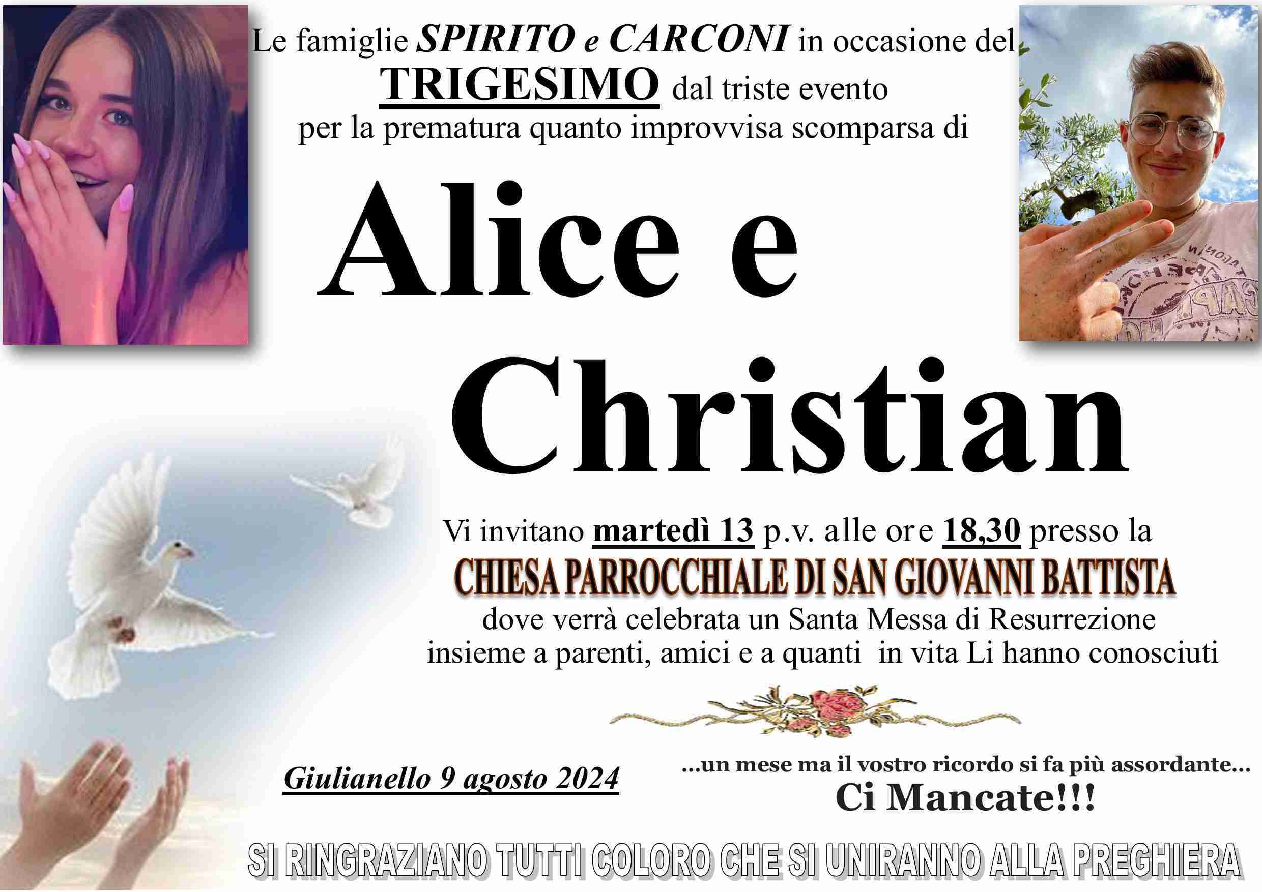 Chistian Spirito ed Alice Carconi