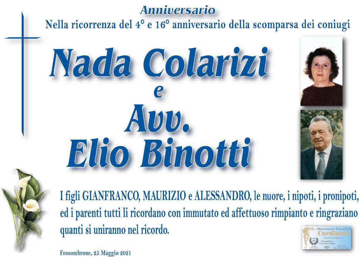 Coniugi Nada Colarizi e Elio Binotti