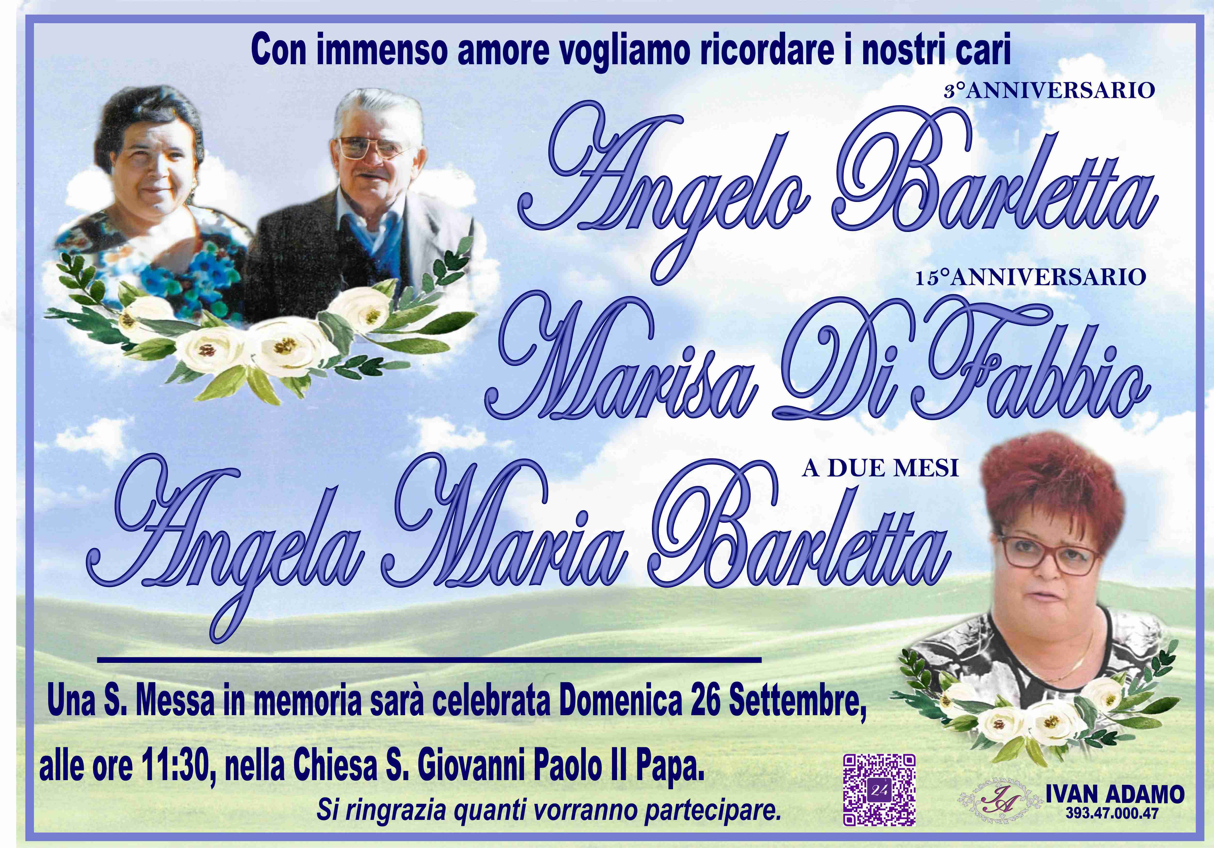 Angelo Barletta, Marisa Di Fabbio e Angela Maria Barletta