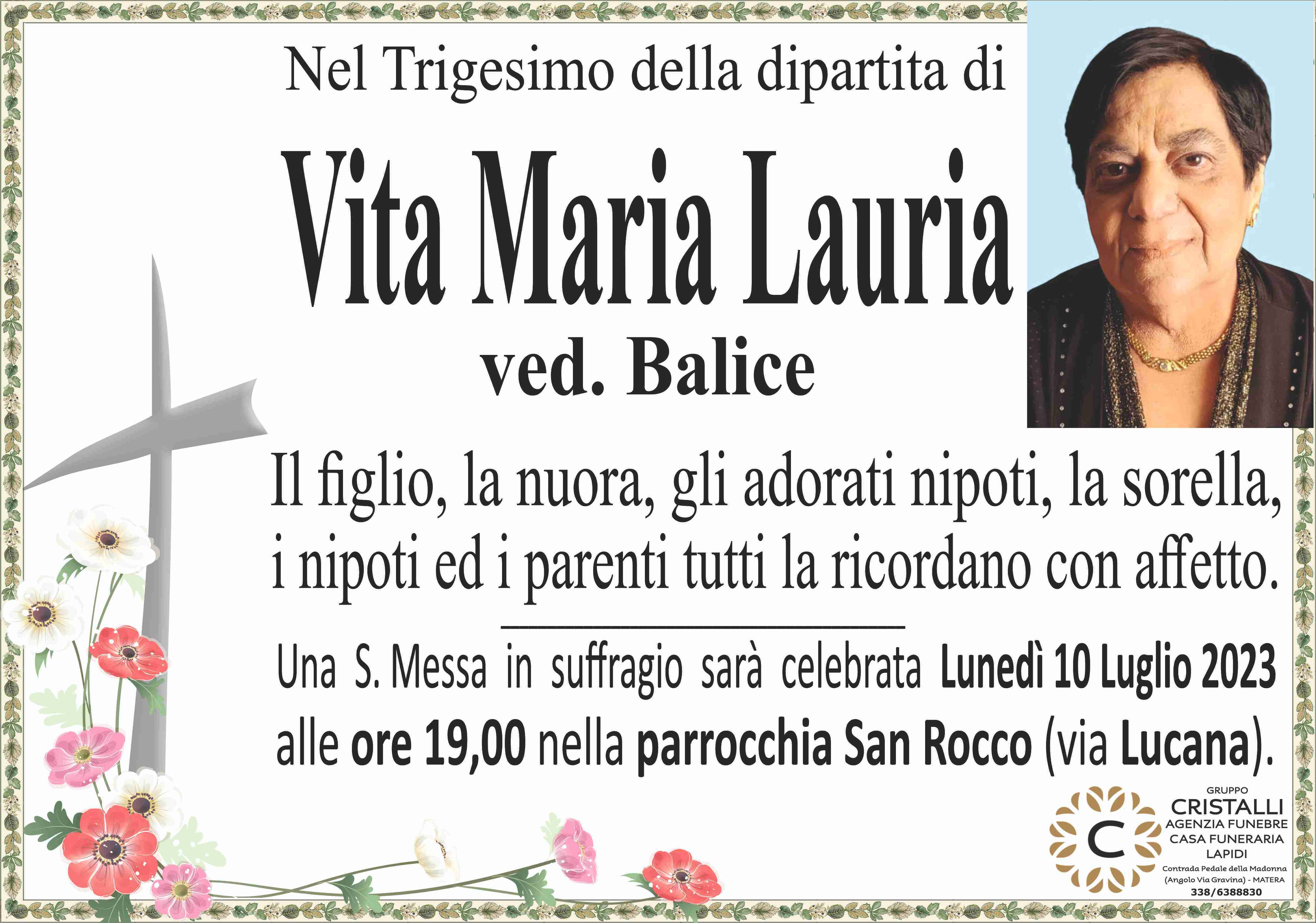 Vita Maria Lauria ved. Balice