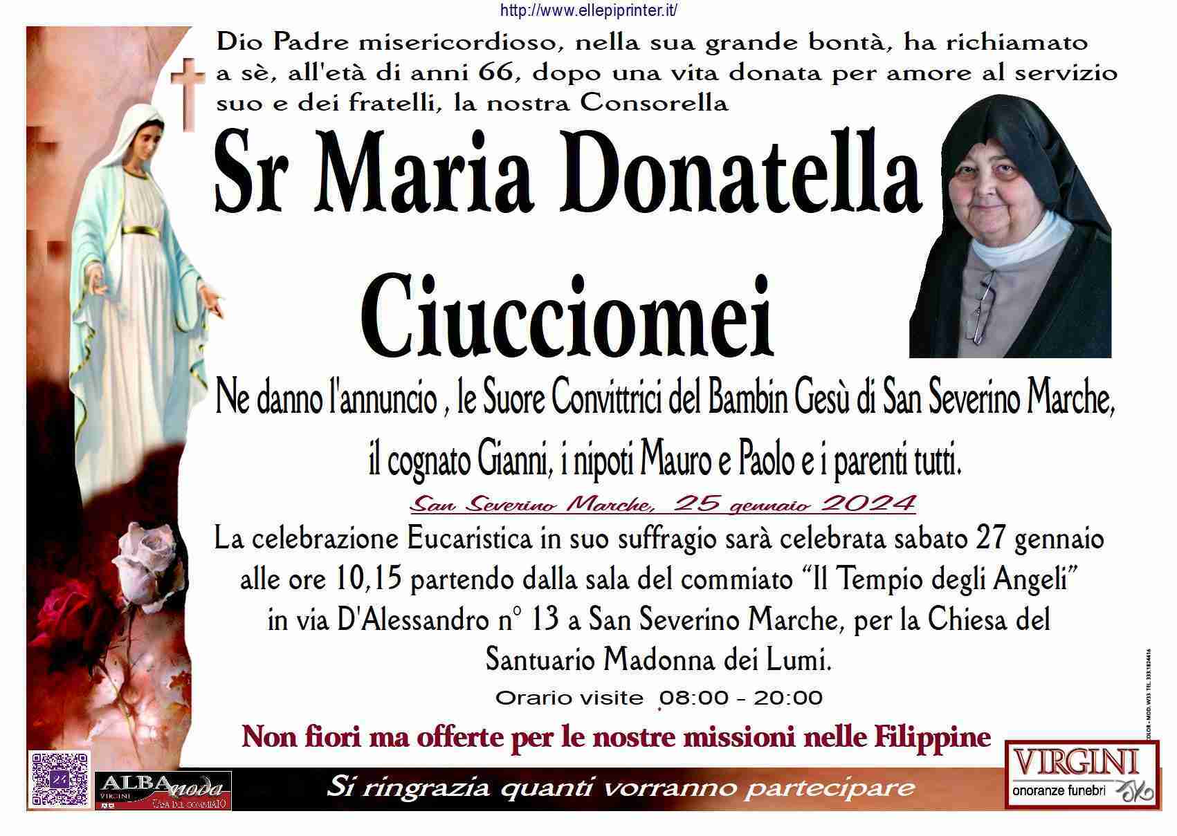 Suor Maria Donatella Ciucciomei