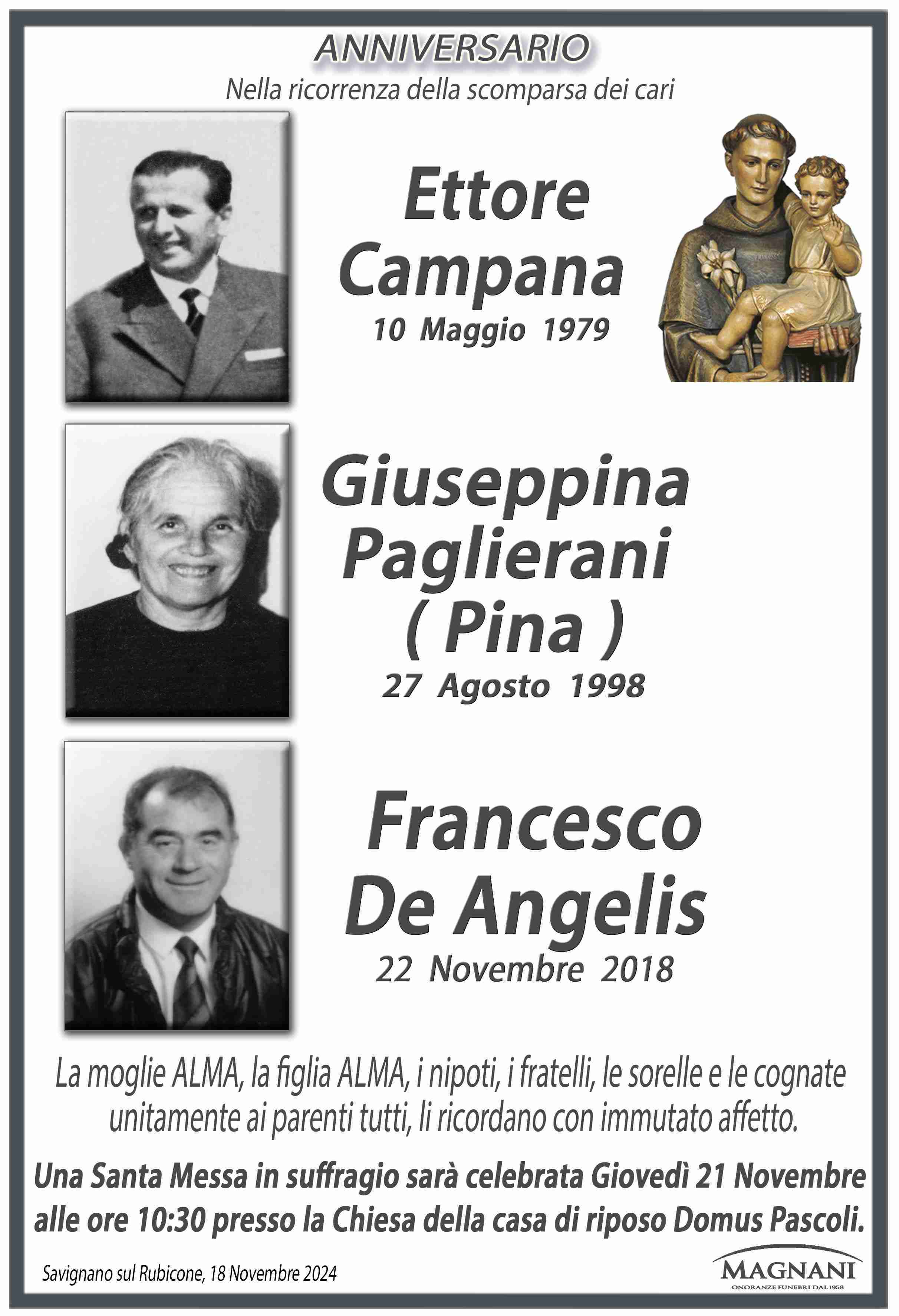 Ettore Campana, Giuseppina Paglierani e Francesco De Angelis