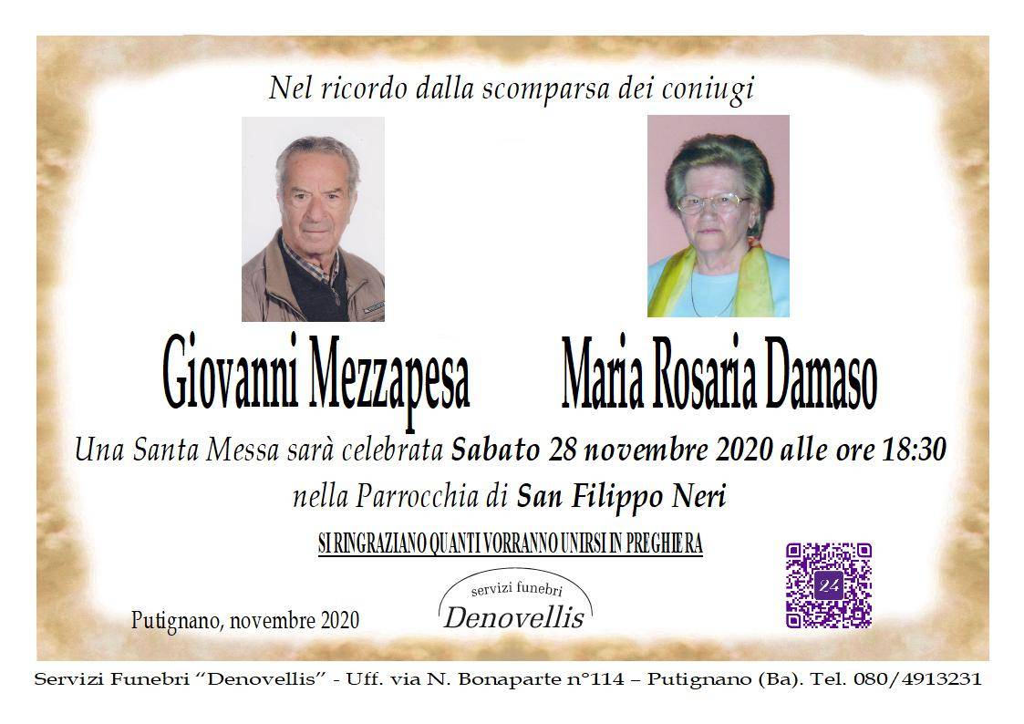 Coniugi Giovanni Mezzapesa e Maria Rosaria Damaso