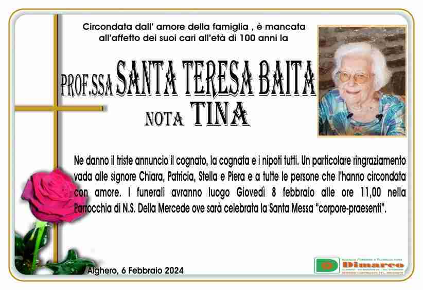 Santa Teresa Baita nota Tina