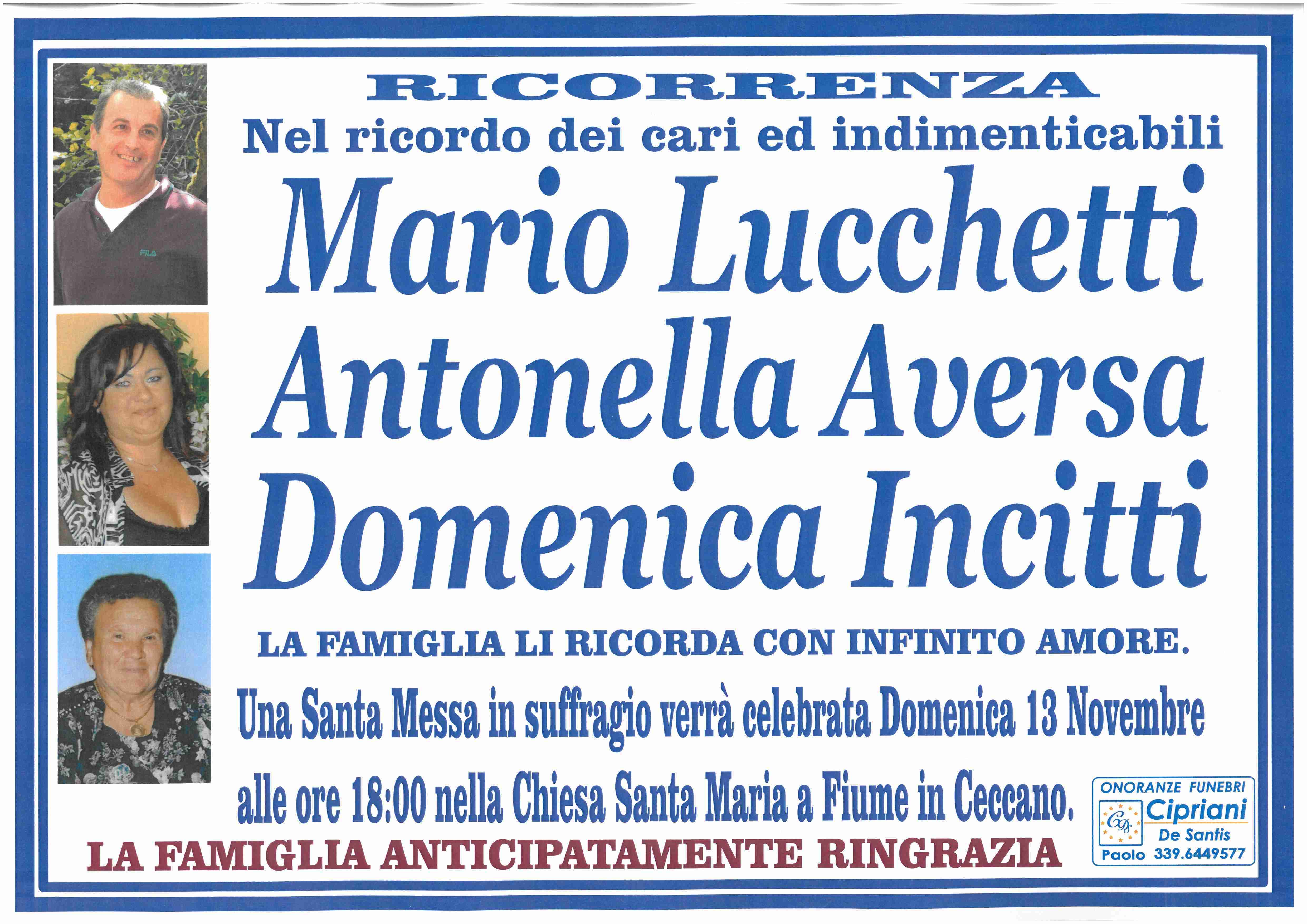 Mario Lucchetti Antonella Aversa Domenica Incitti