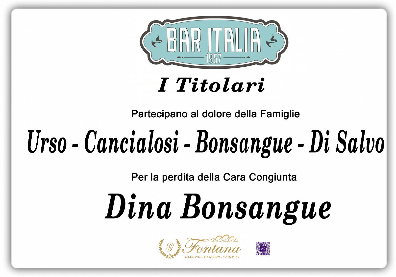 I titolari del Bar Italia dal 1957 - Canicattì