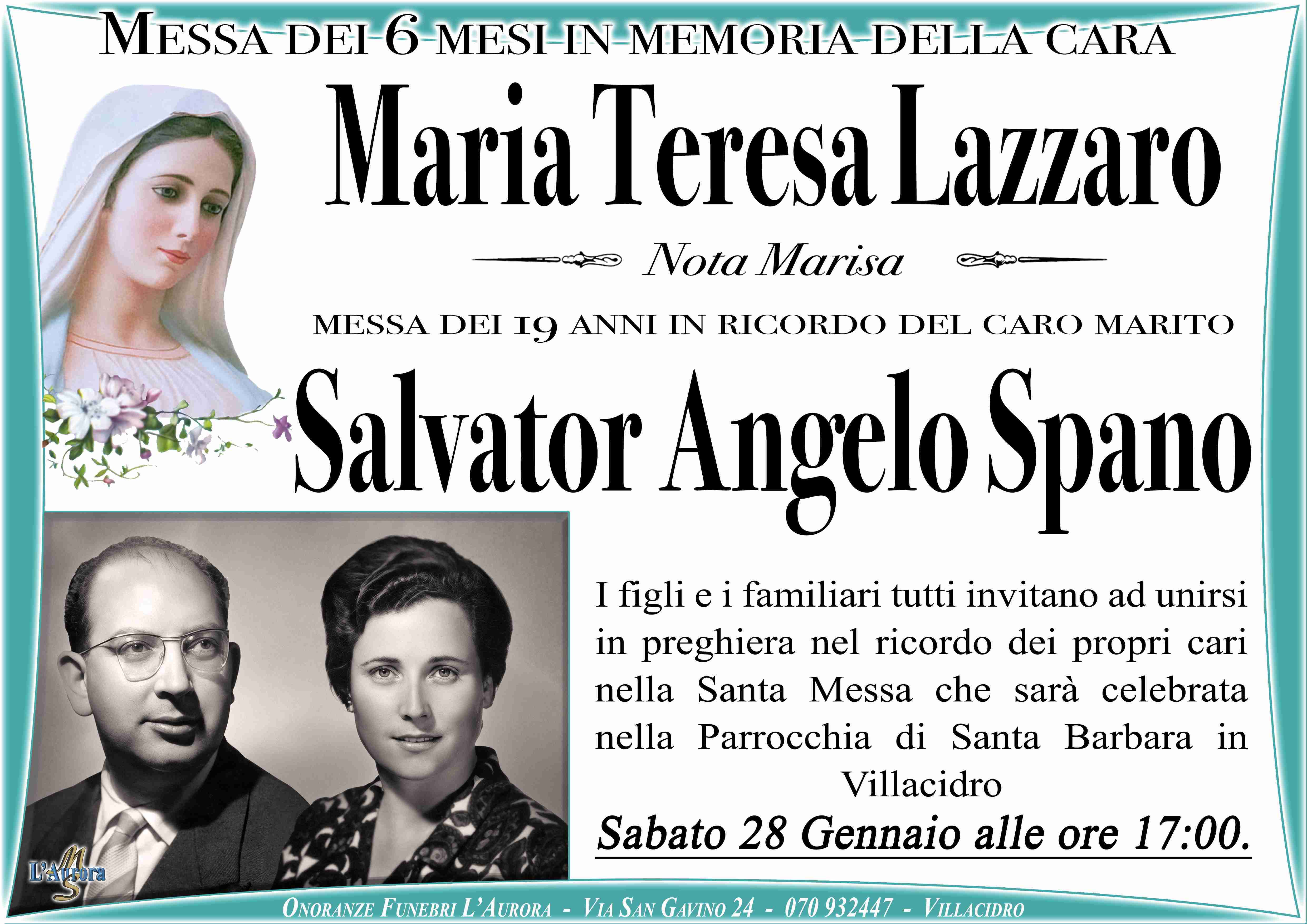 Maria Teresa Lazzaro e Salvator Angelo Spano